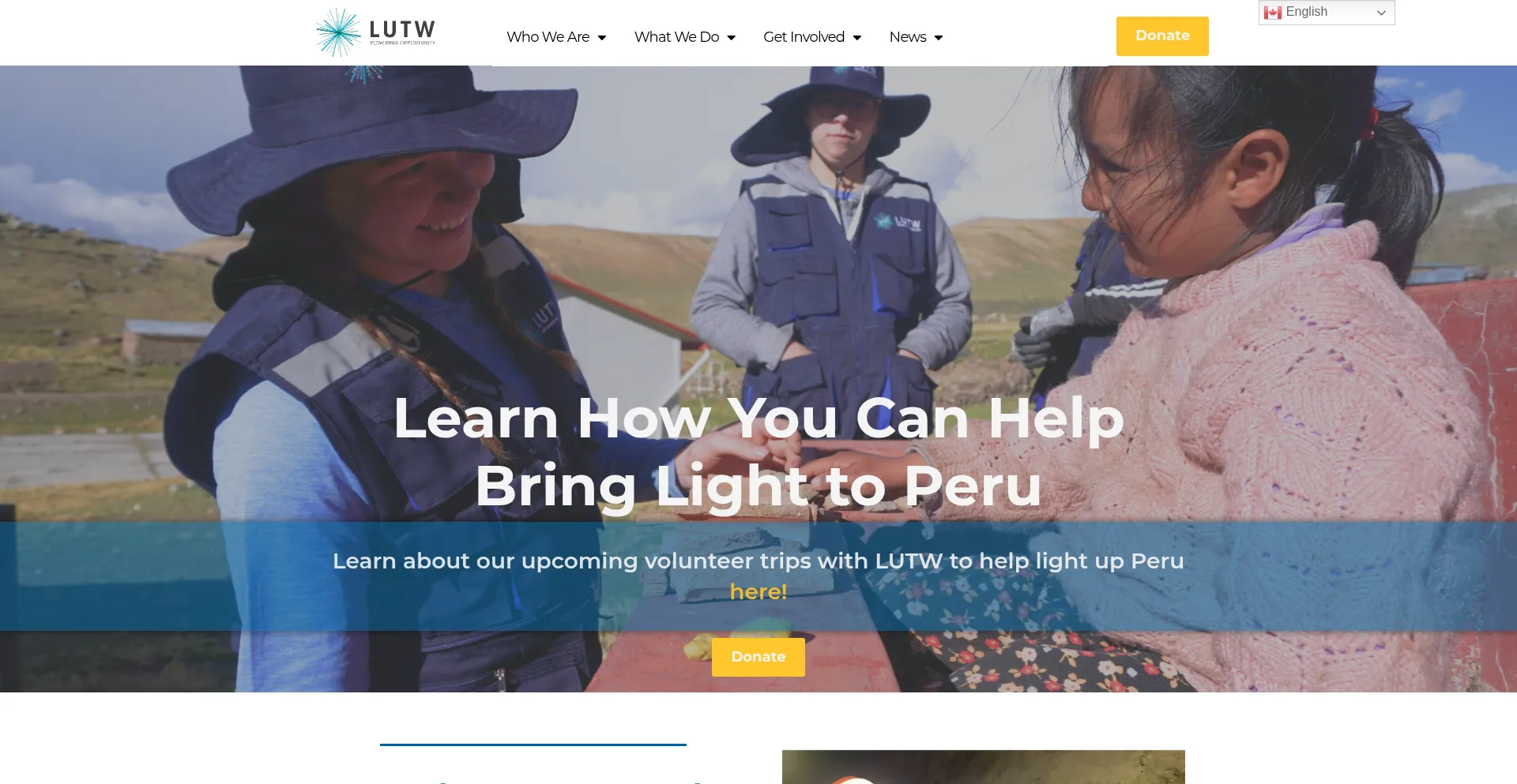 Website screenshot of Lutw.org