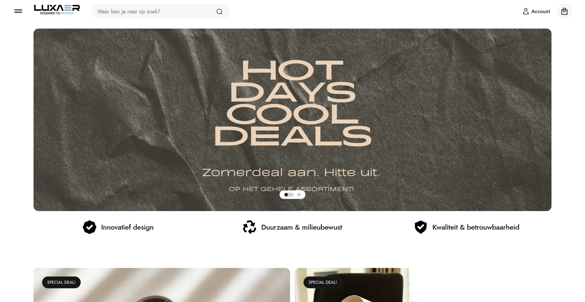 Website screenshot of Luxaer.nl