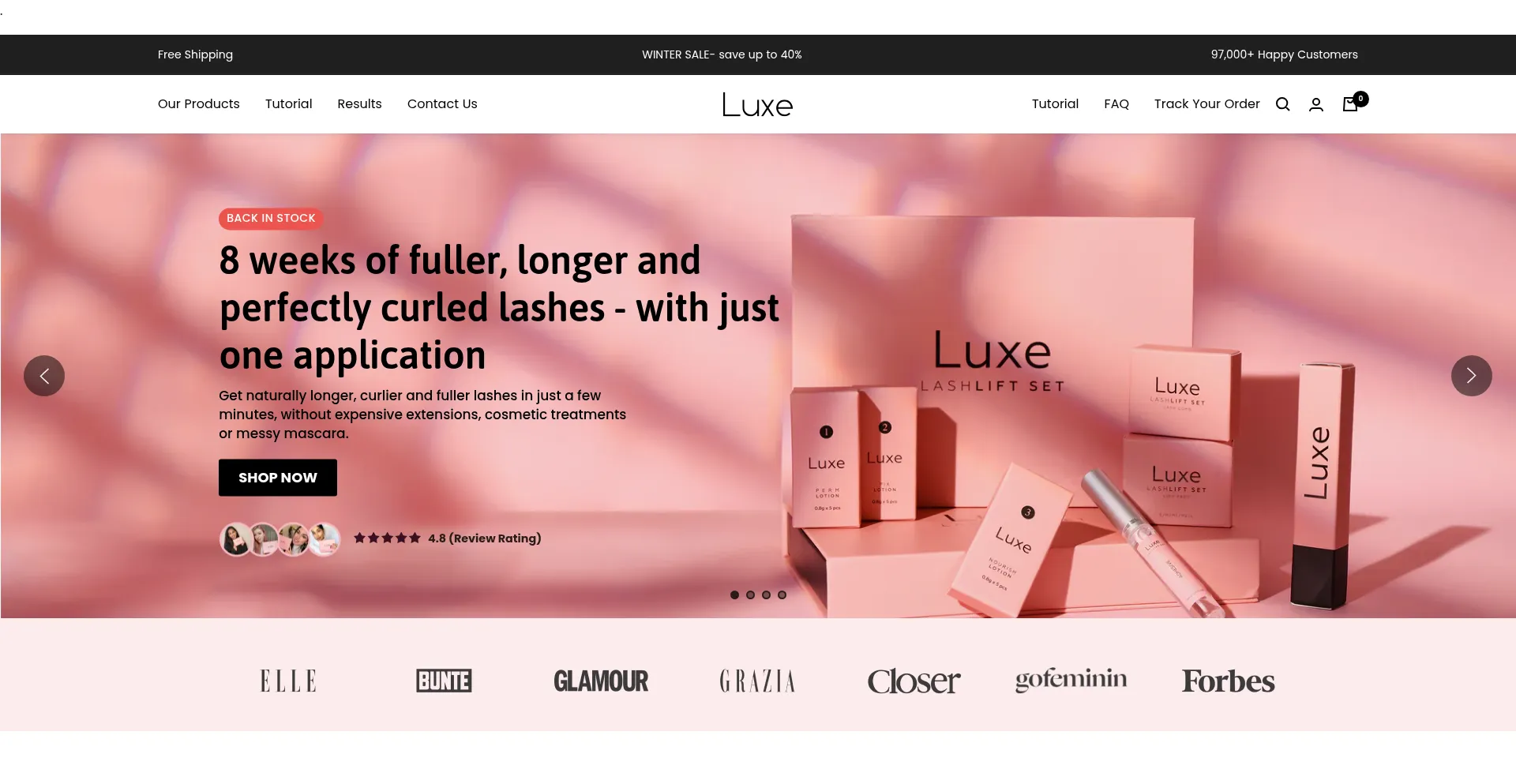 Website screenshot of Luxe-cosmetics.uk