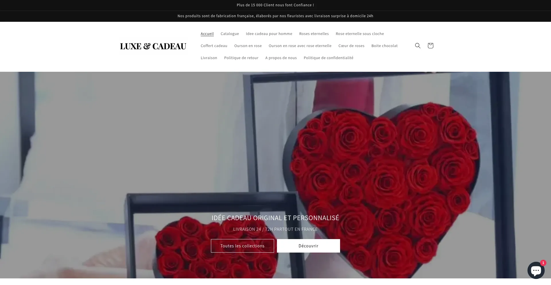 Website screenshot of Luxeetcadeau.fr