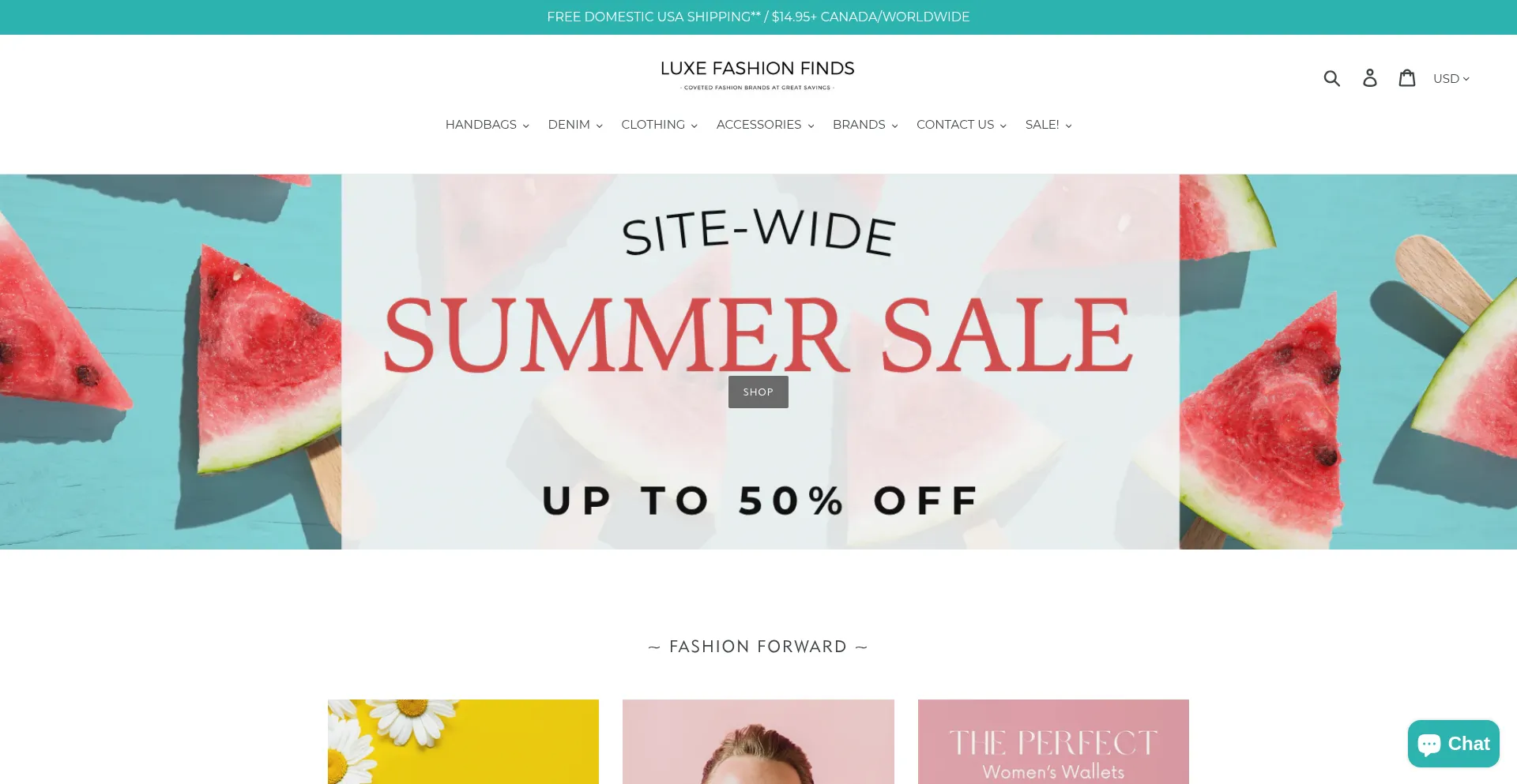 Website screenshot of Luxefashionfinds.com