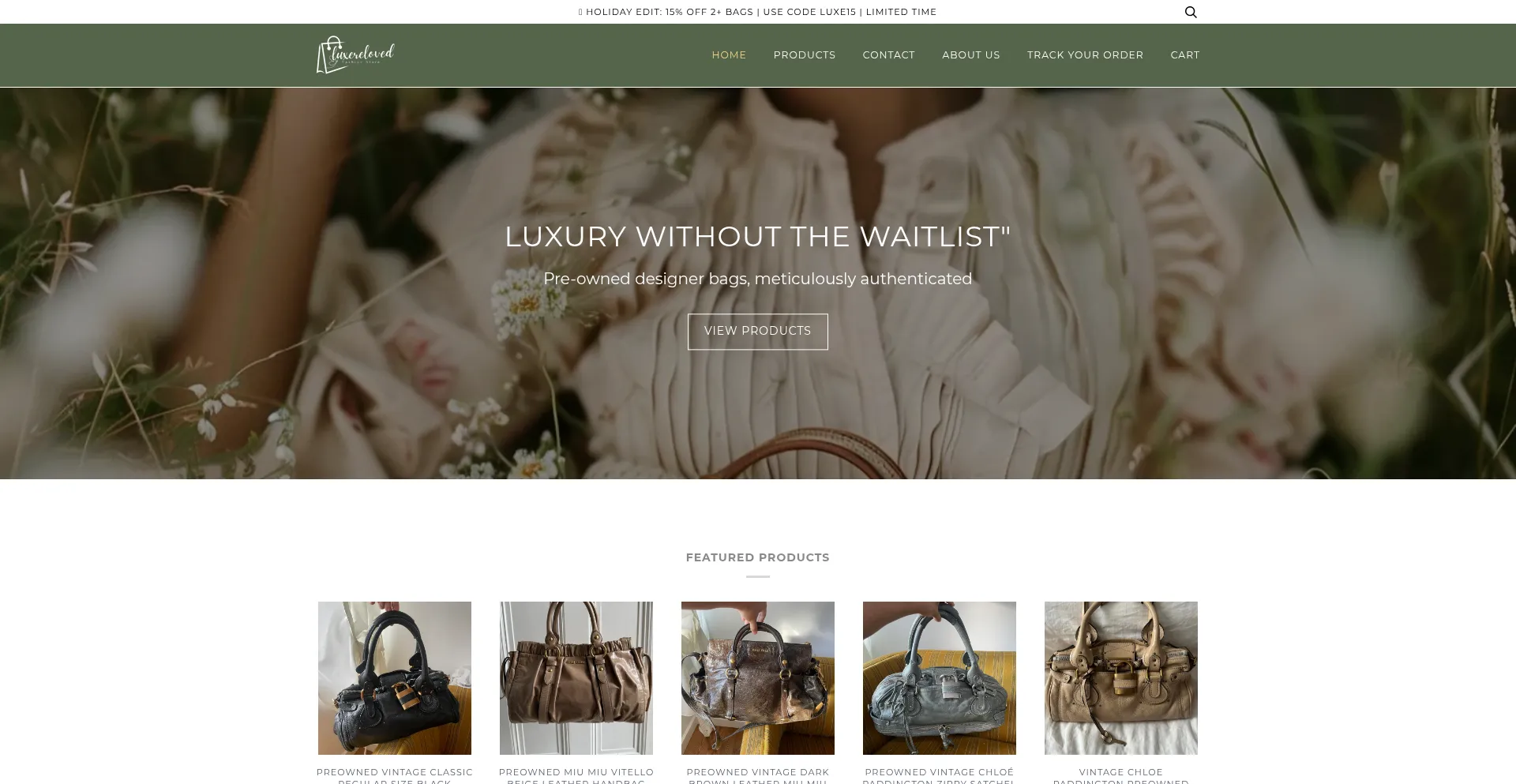 Website screenshot of Luxereloved.shop