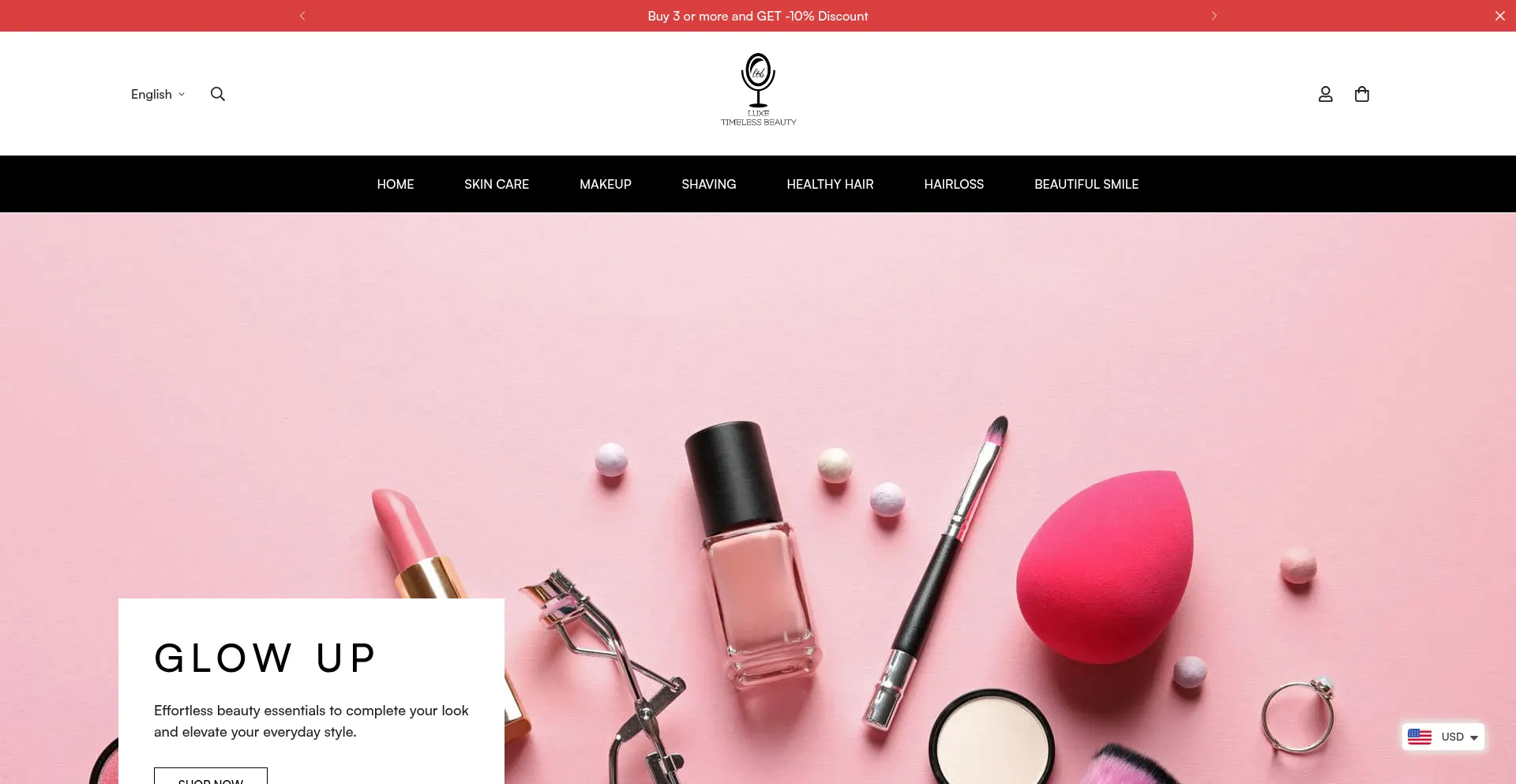 Website screenshot of Luxetimelessbeauty.com