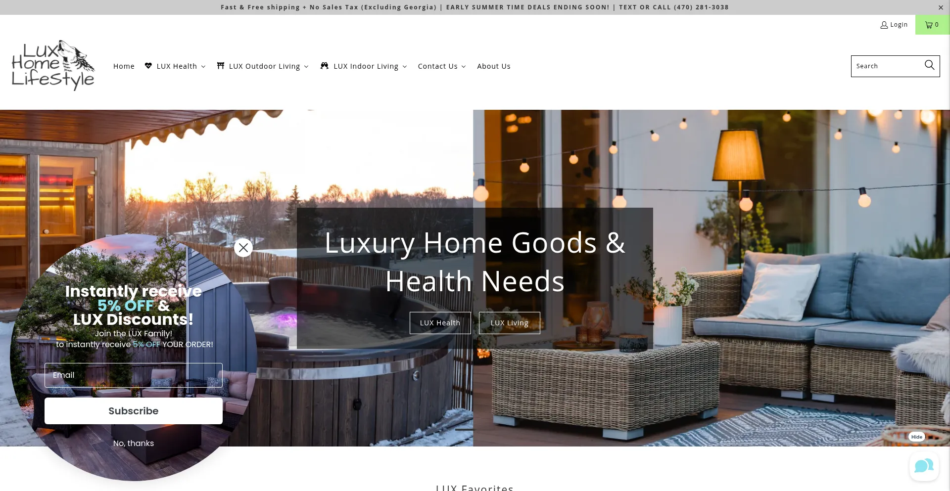 Website screenshot of Luxhomelifestyle.com