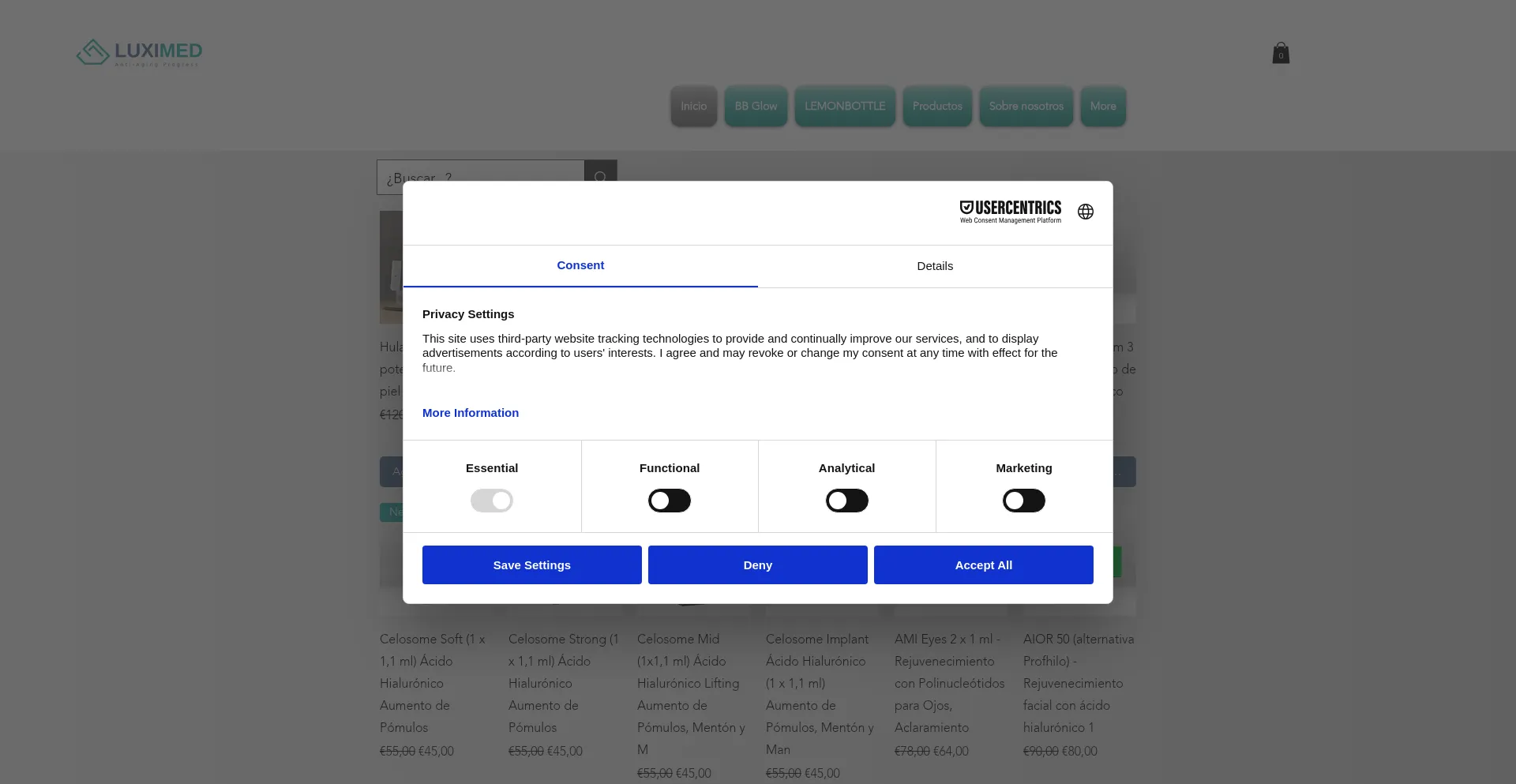 Website screenshot of Luximed.es