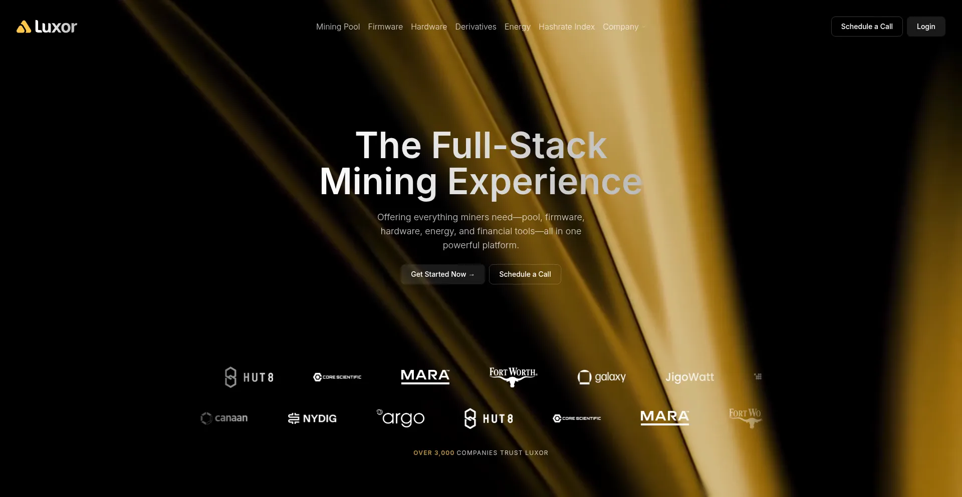 Website screenshot of Luxor.tech