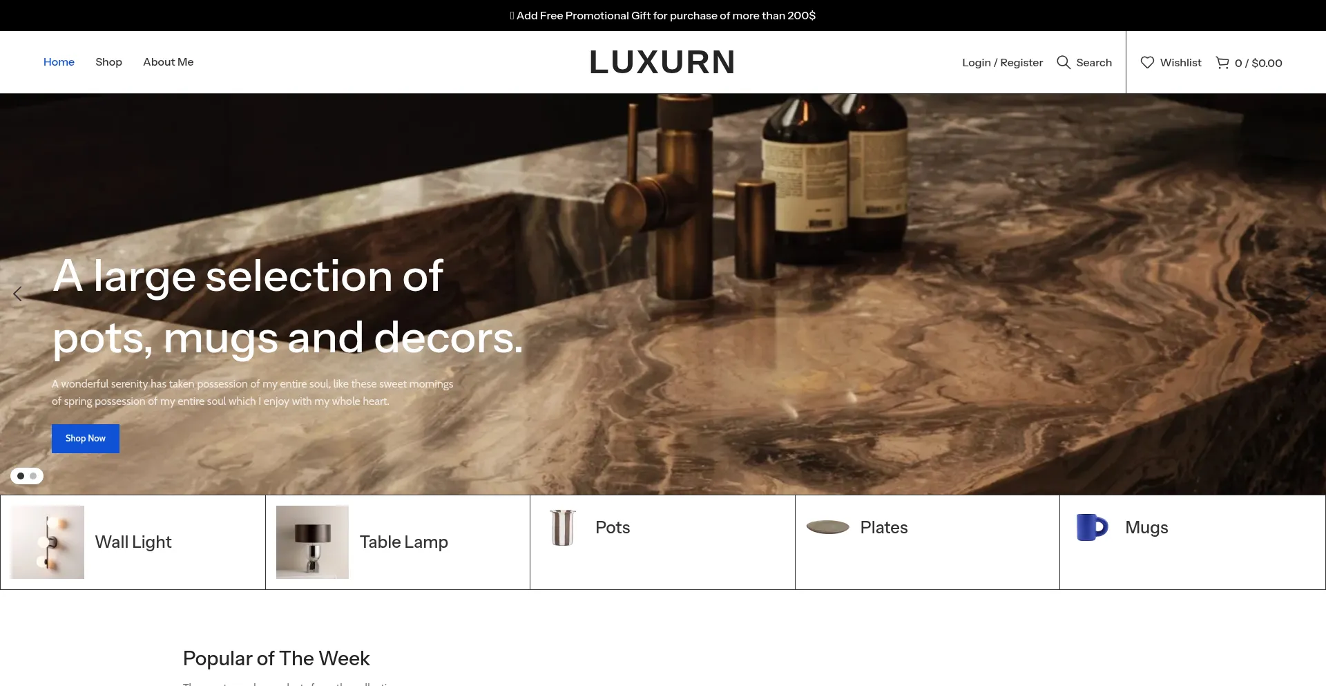 Website screenshot of Luxurn.shop