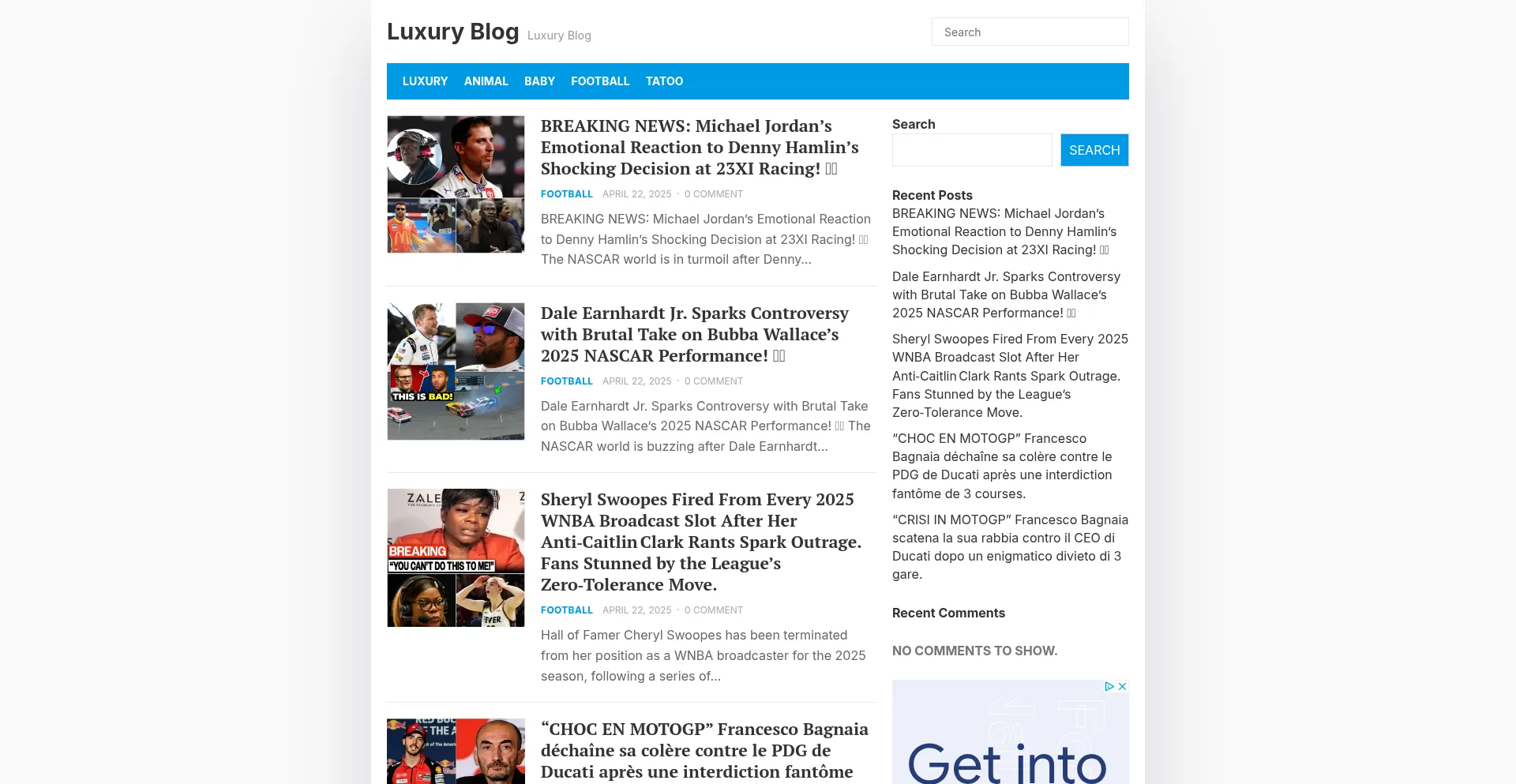 Website screenshot of Luxury.amazingtoday.net