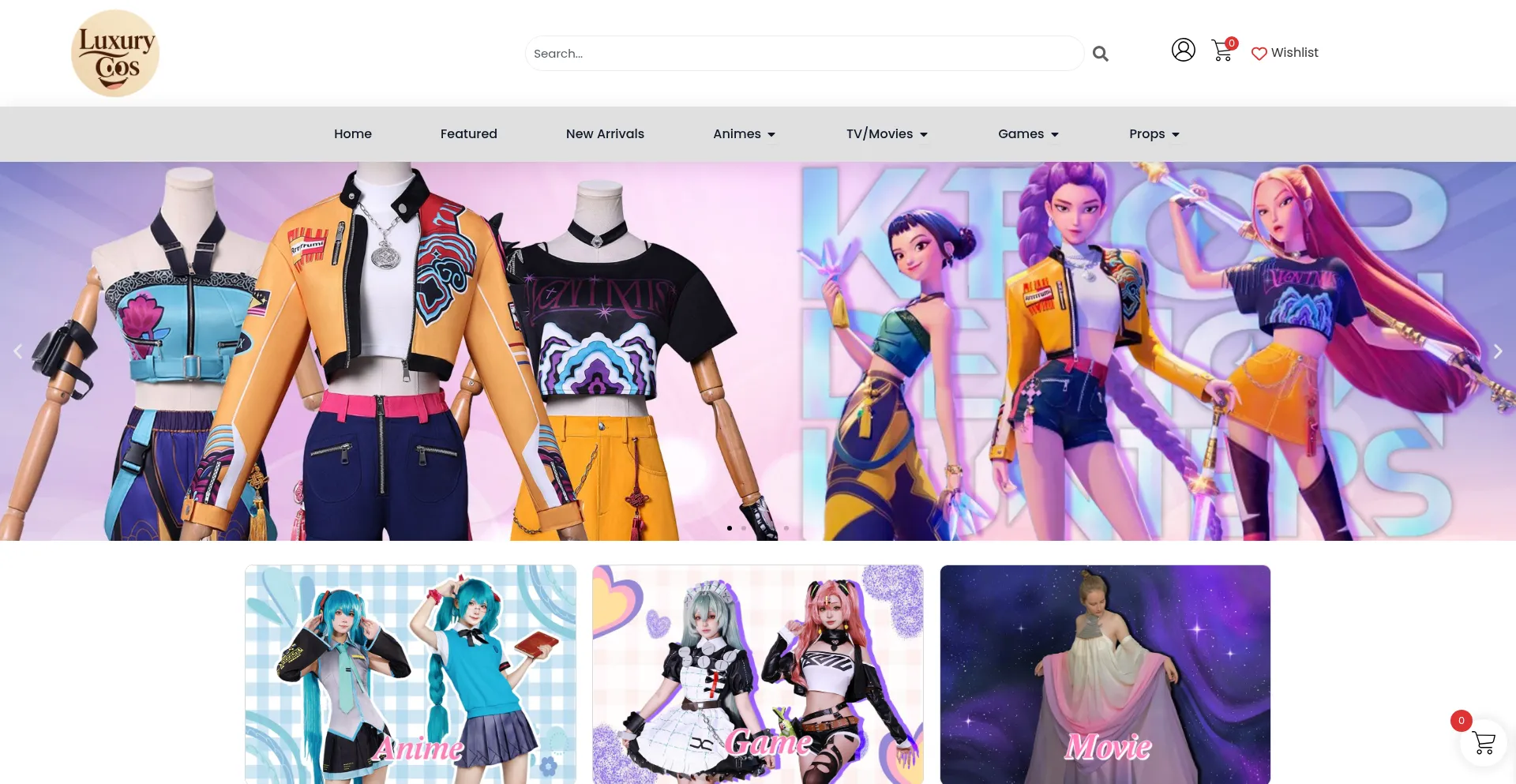 Website screenshot of Luxurycos.com
