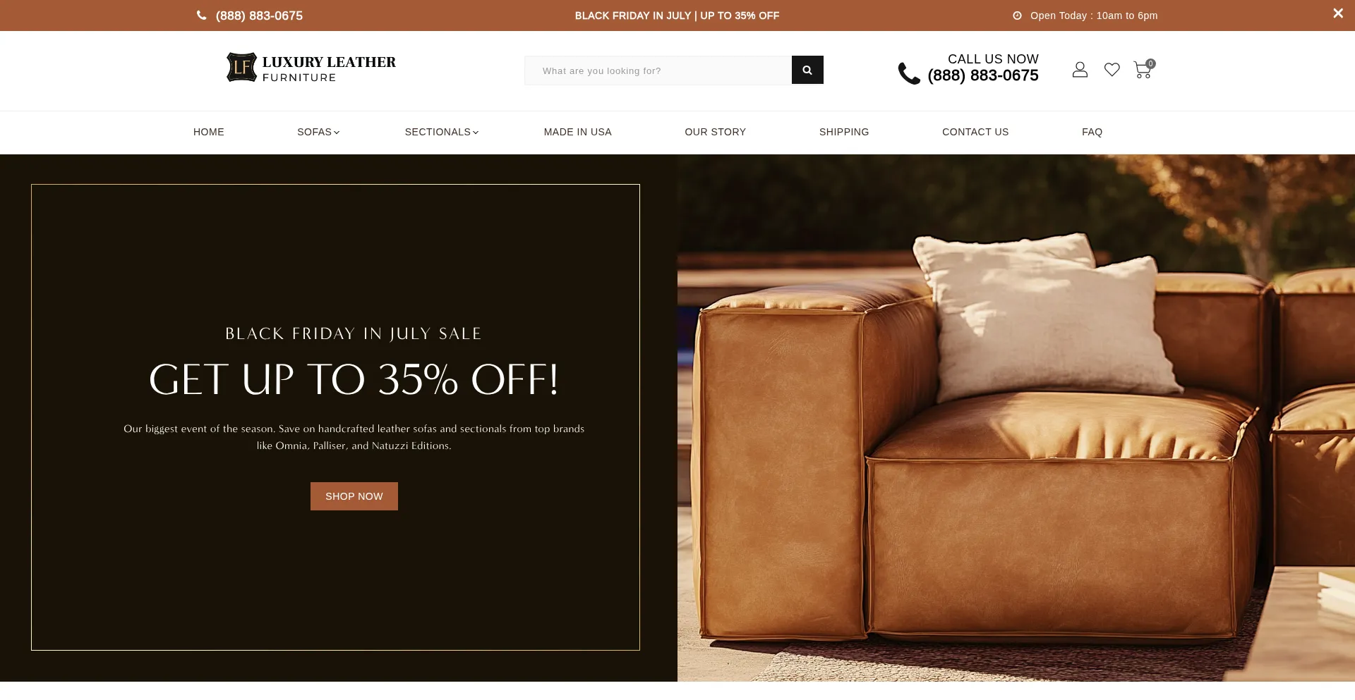 Website screenshot of Luxuryleatherfurniture.com