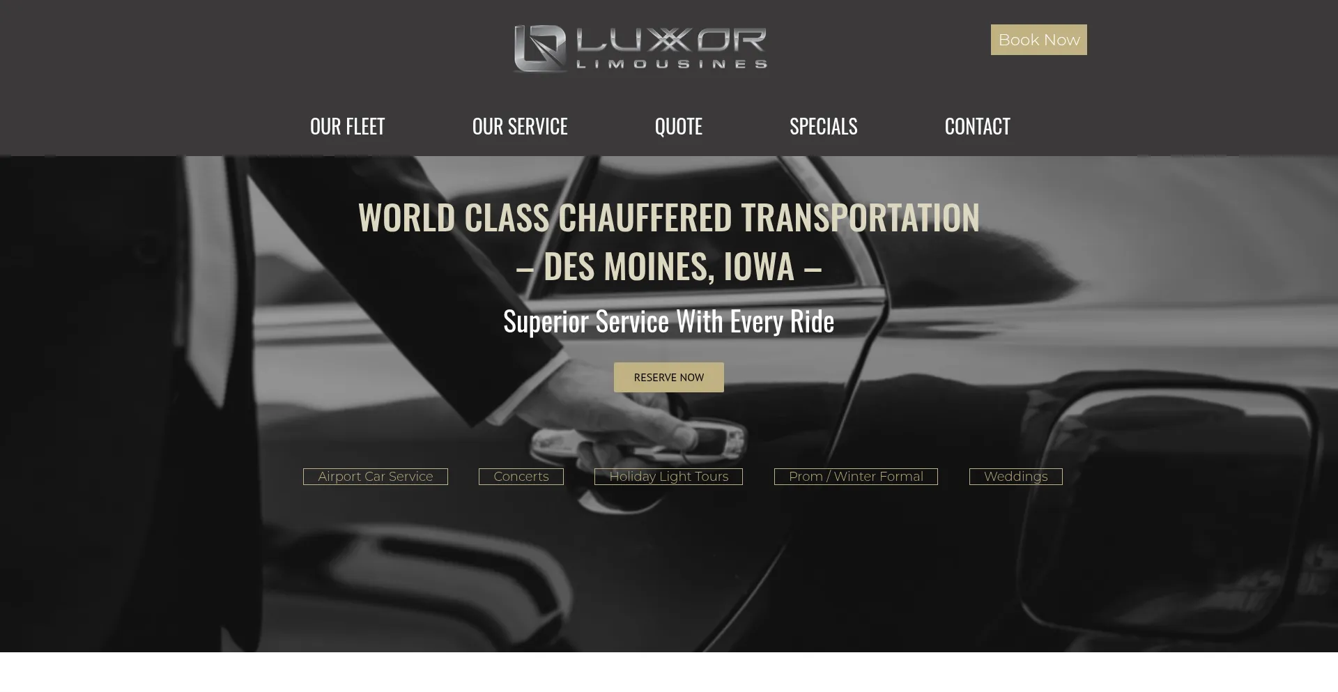 Website screenshot of Luxxorlimousines.com