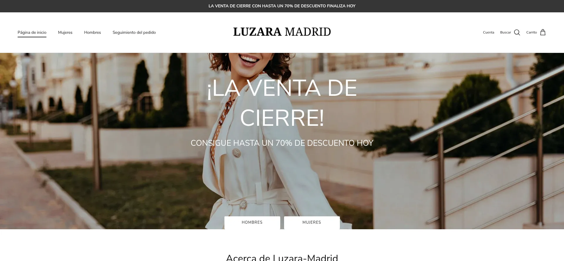 Website screenshot of Luzara-madrid.com