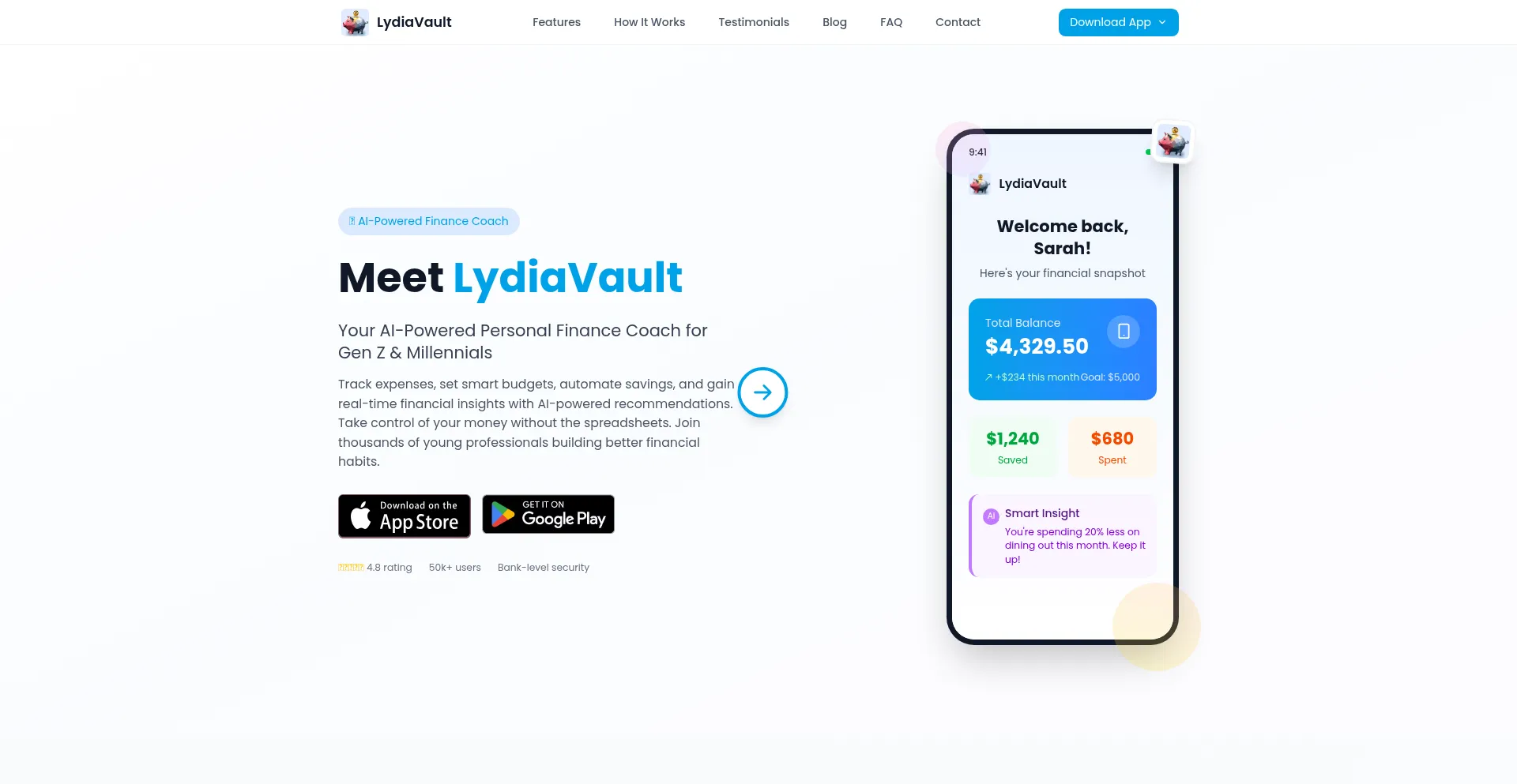 Website screenshot of Lydiavault.download