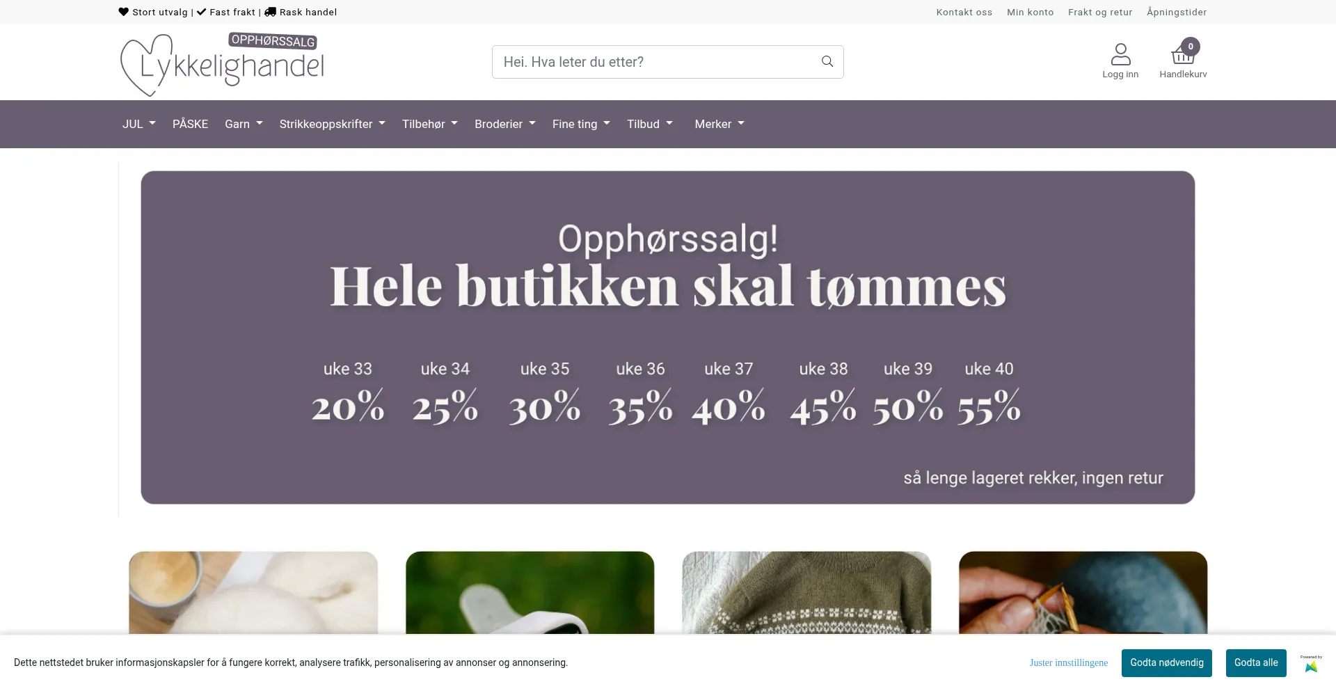 Website screenshot of Lykkelighandel.no