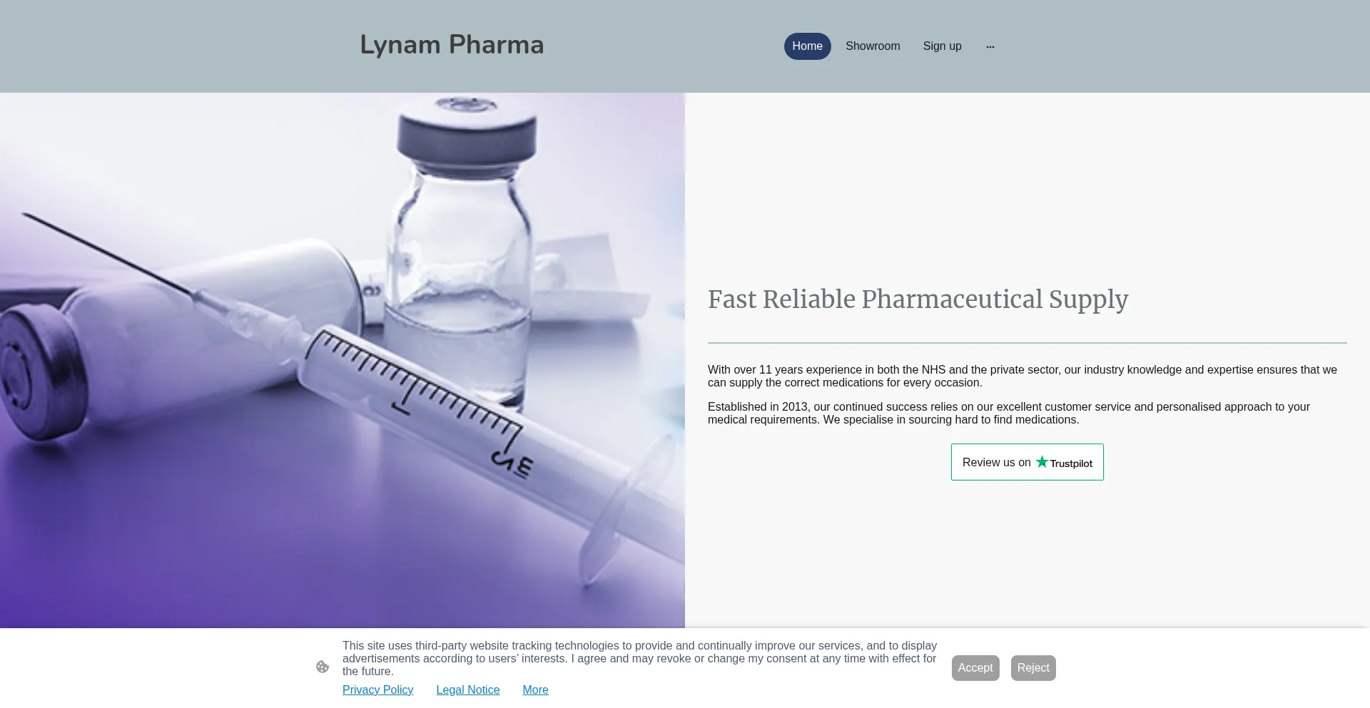 Website screenshot of Lynampharma.co.uk