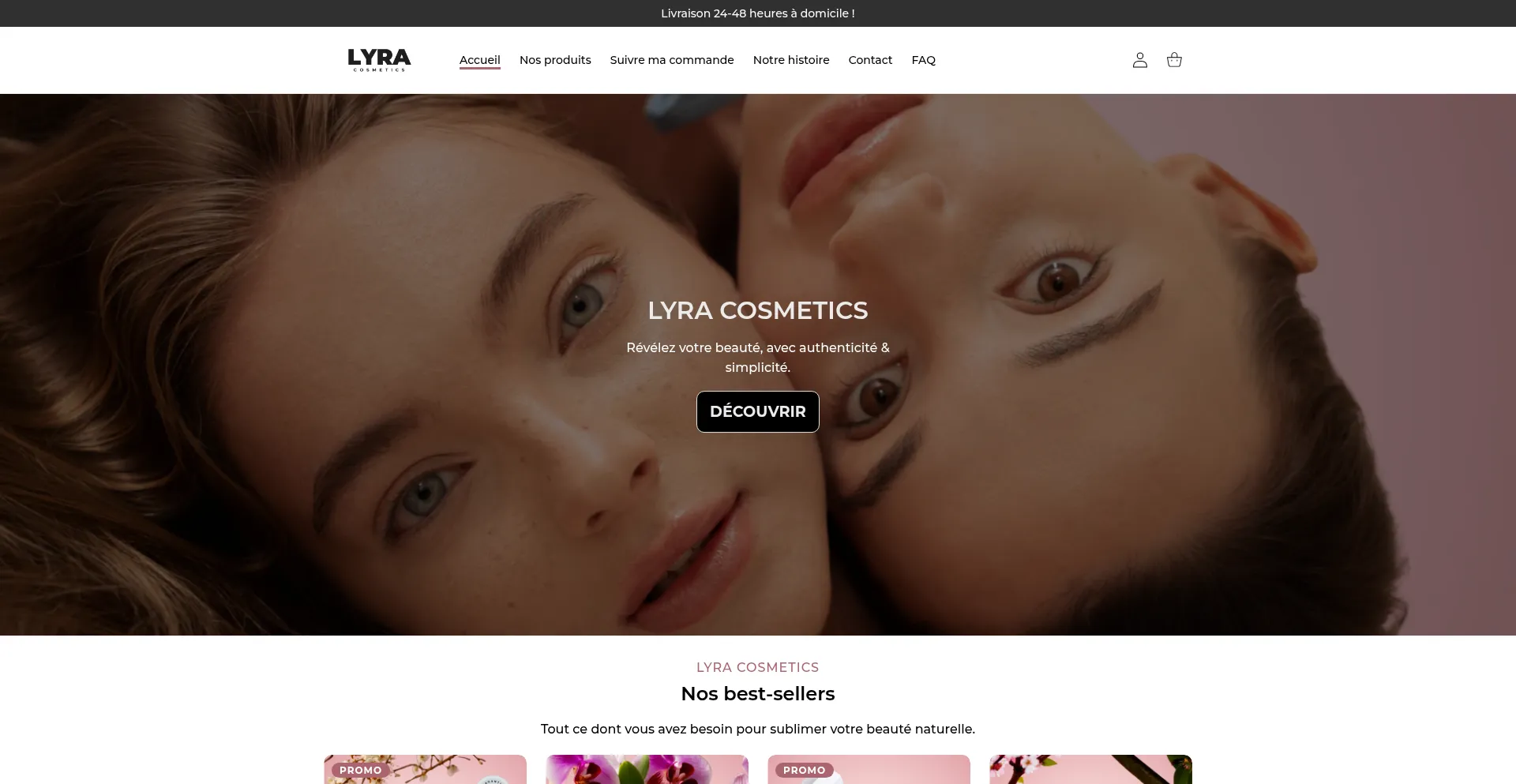 Website screenshot of Lyra-cosmetics.com