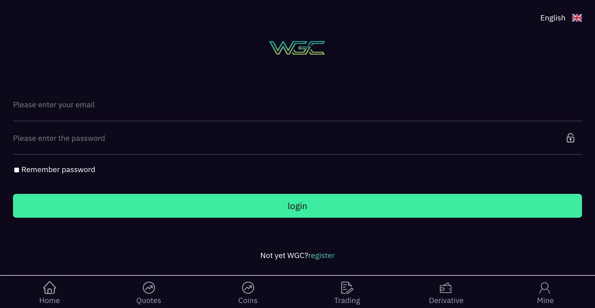 Website screenshot of M.wgccoin.com