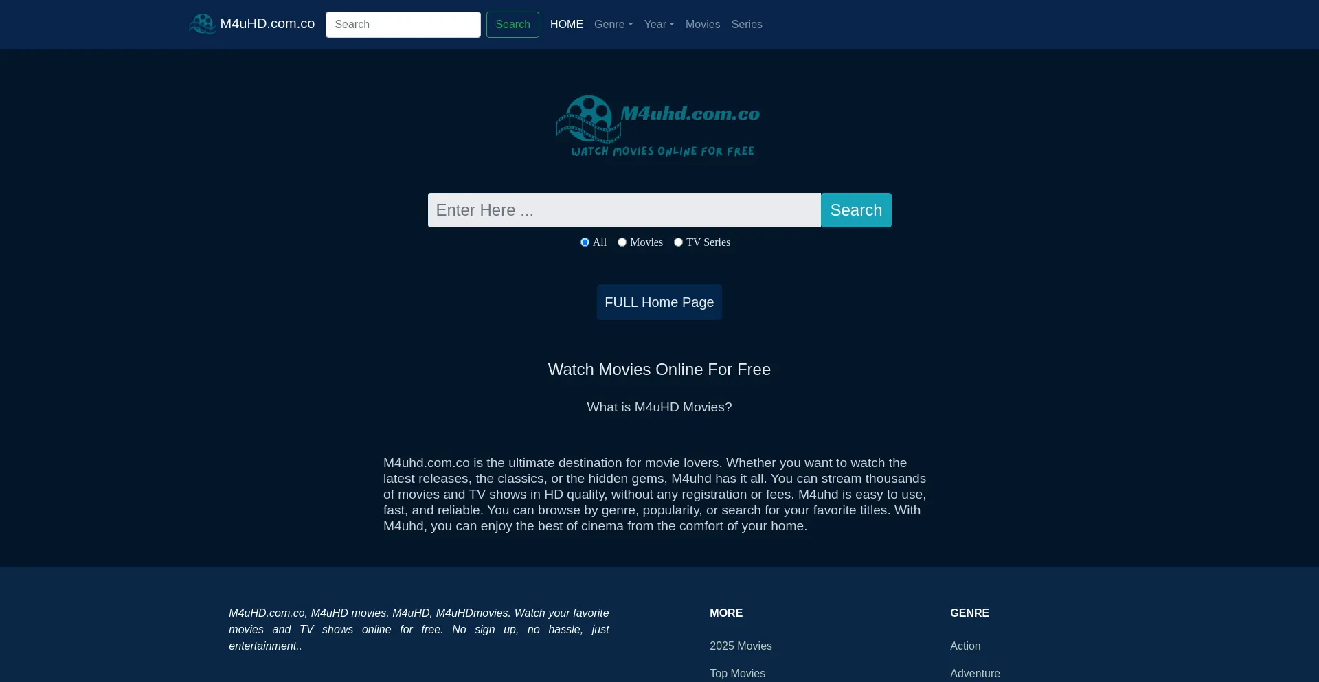 Website screenshot of M4uhd.com.co
