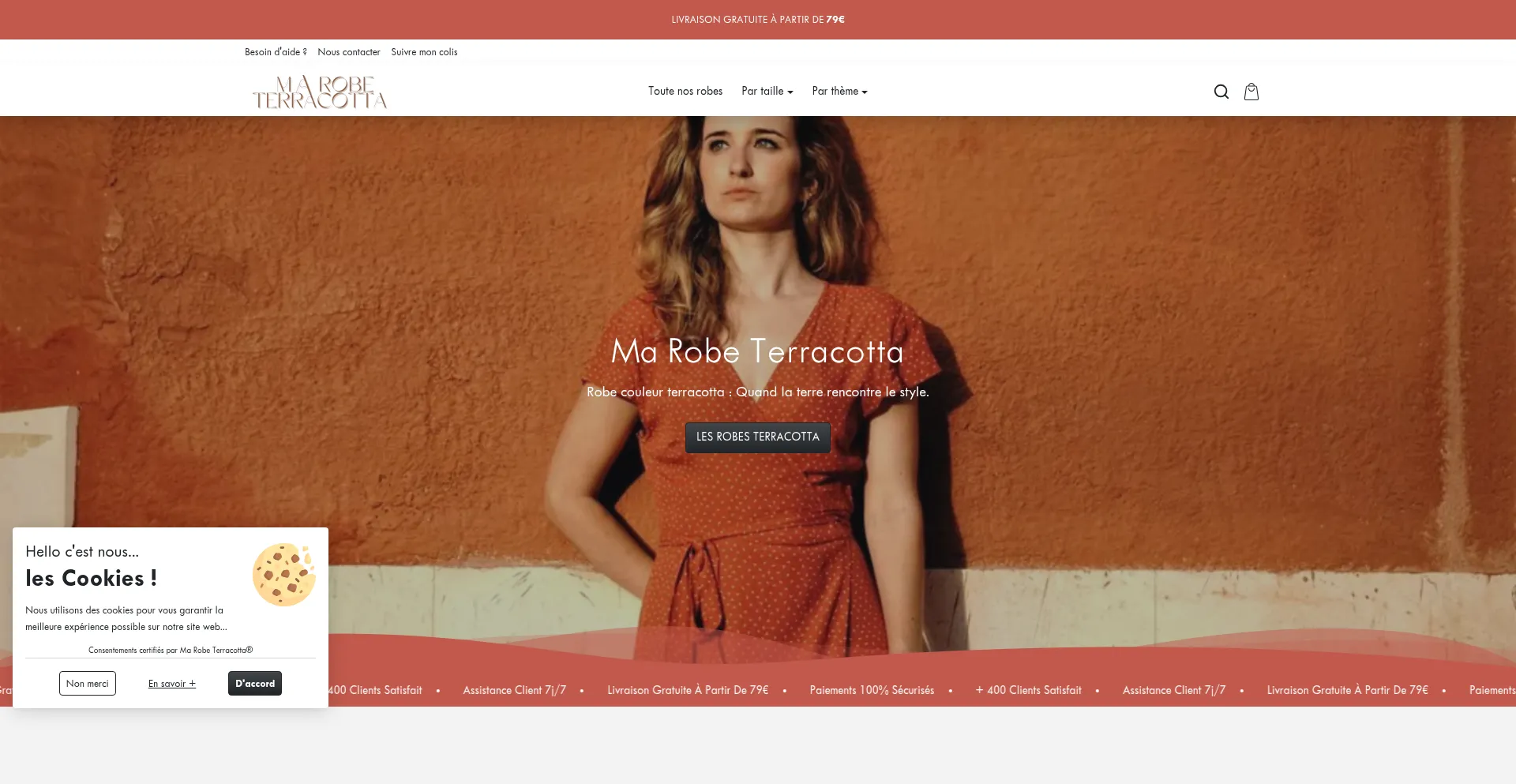 Website screenshot of Ma-robe-terracotta.fr