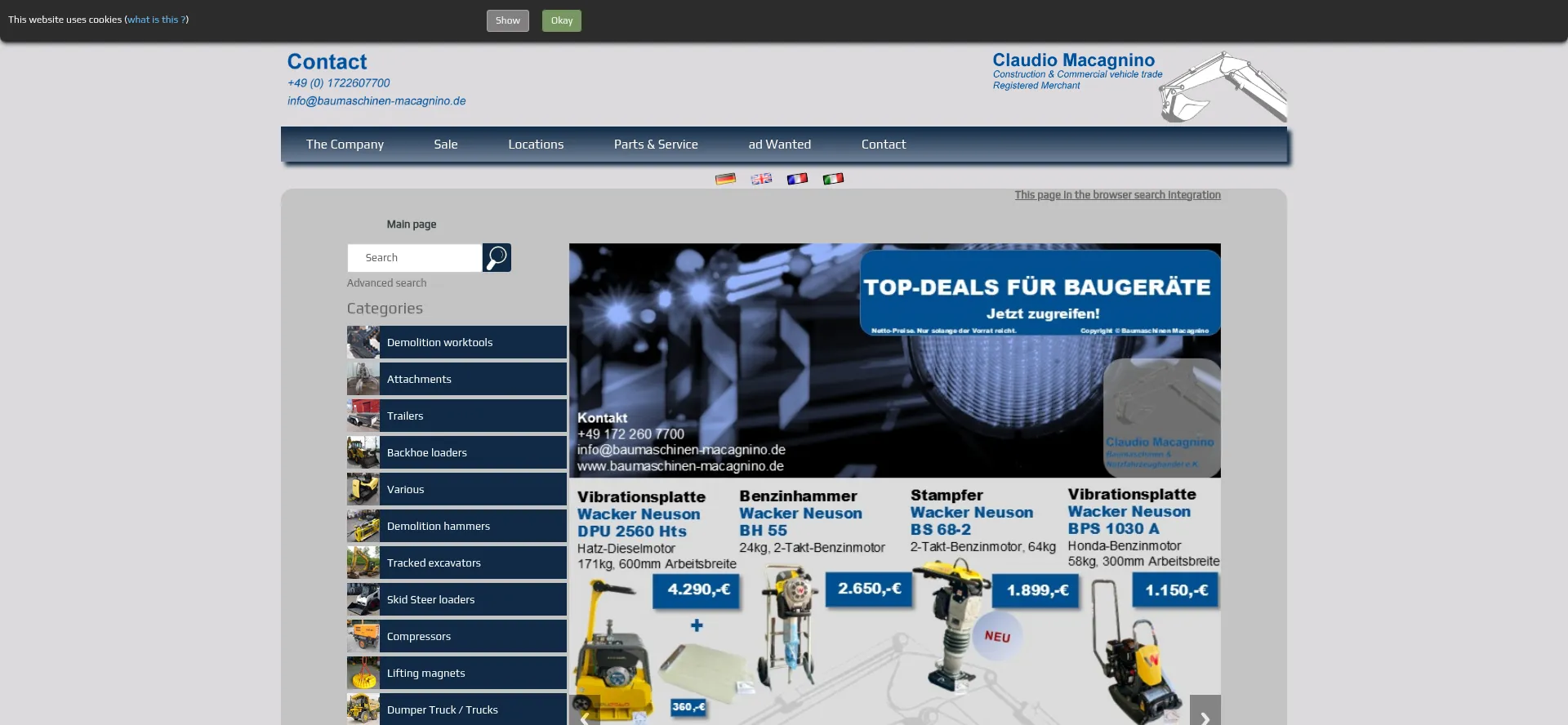 Website screenshot of Macagnino.de