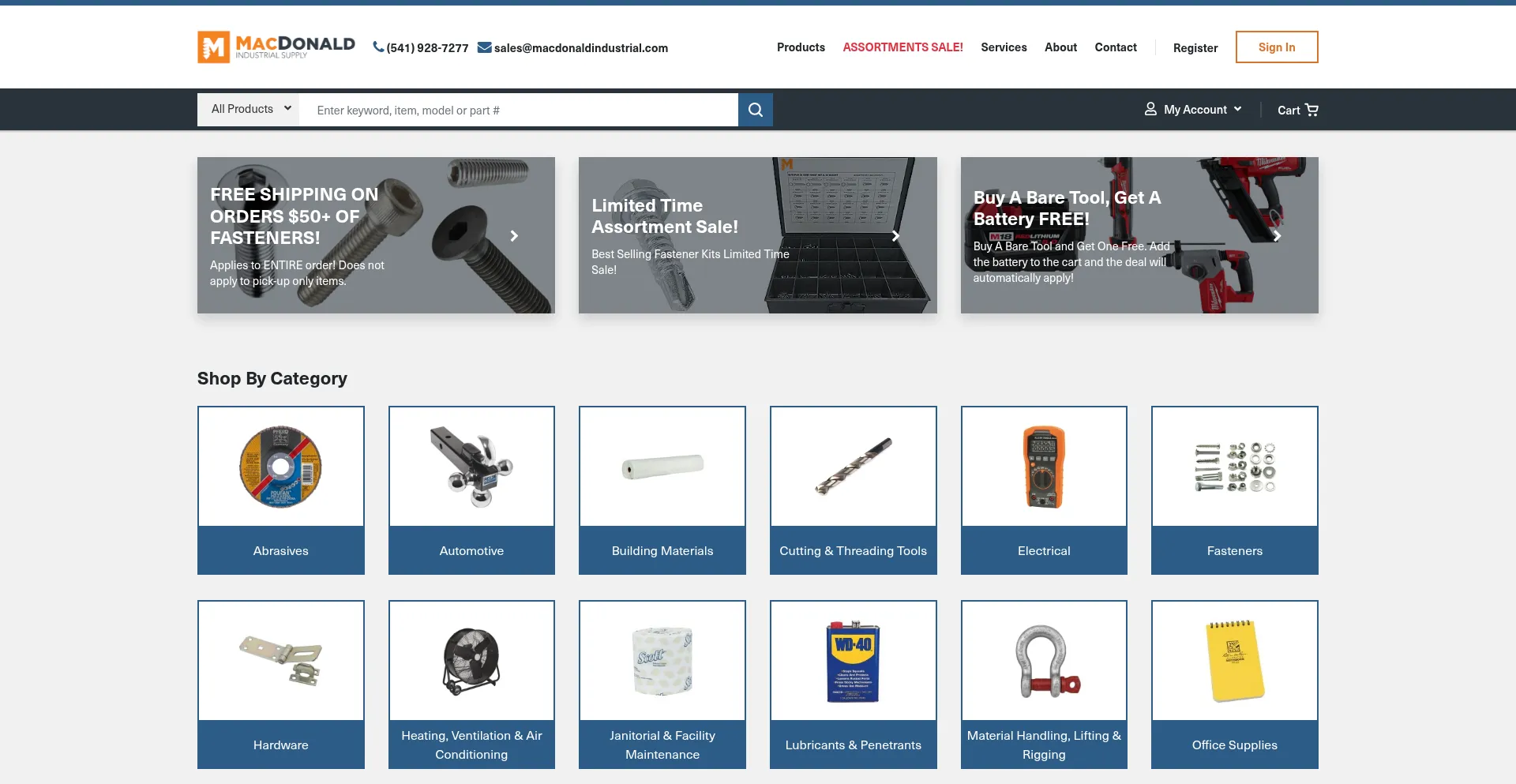 Website screenshot of Macdonaldindustrial.com
