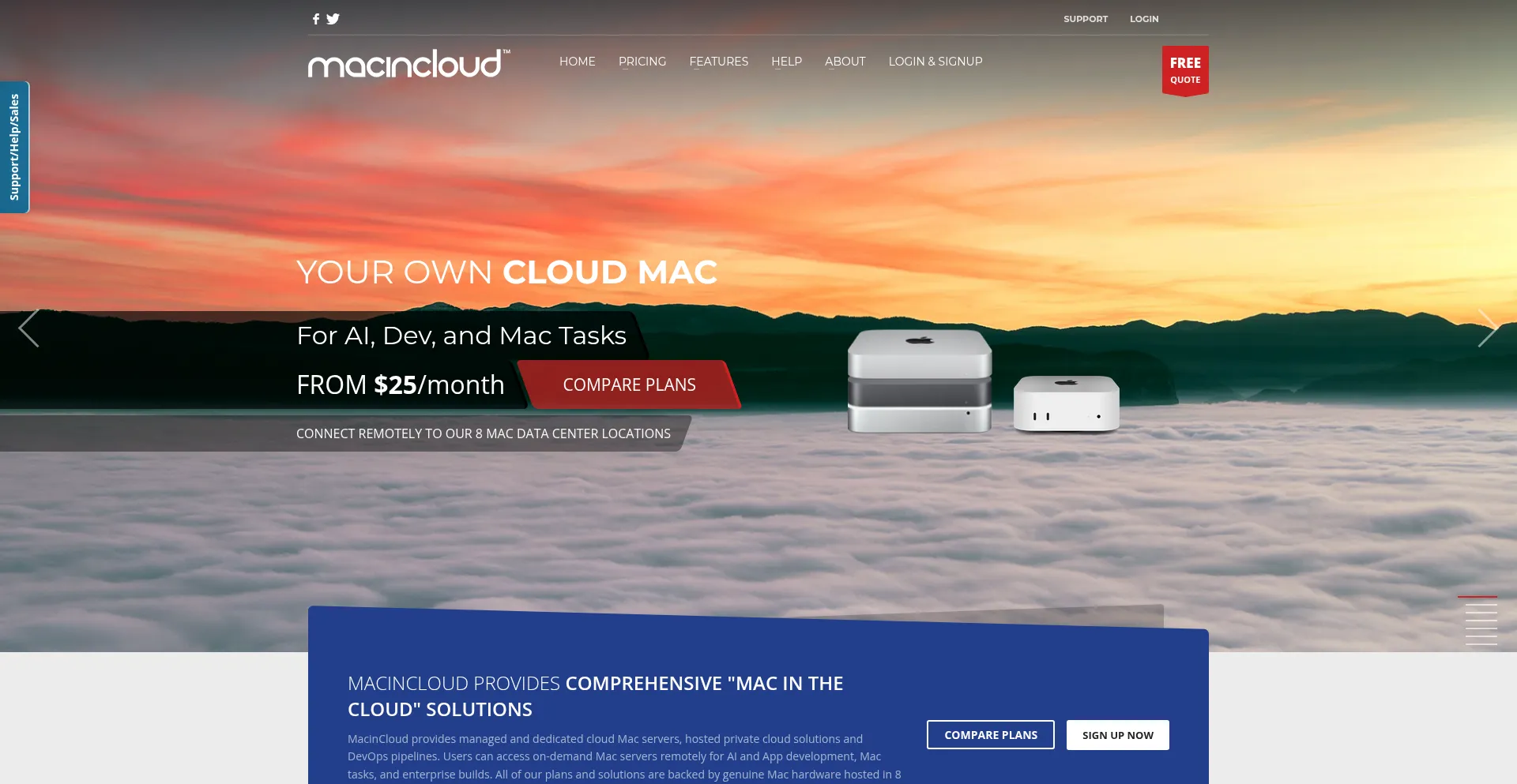 Website screenshot of Macincloud.com