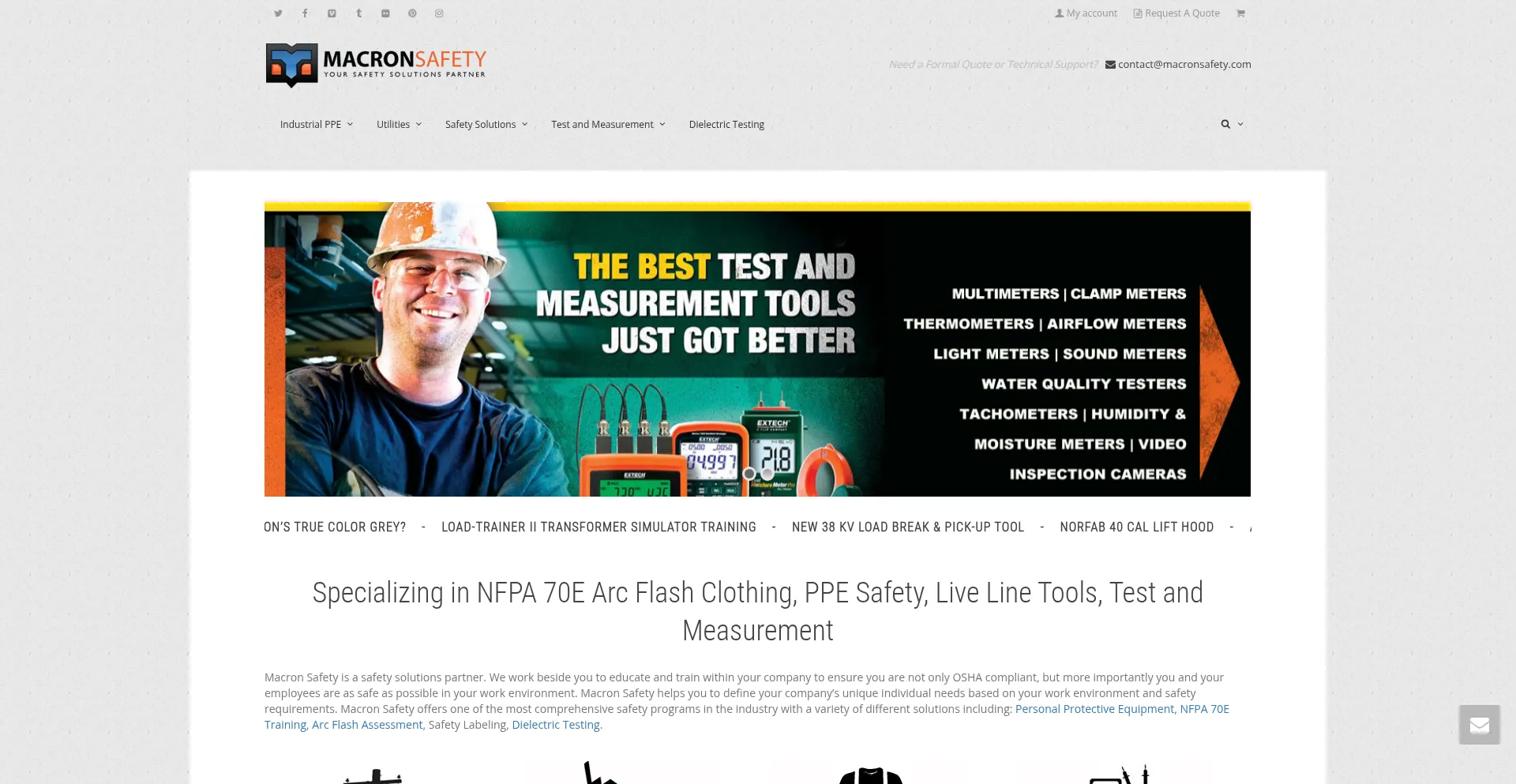 Website screenshot of Macronsafety.com