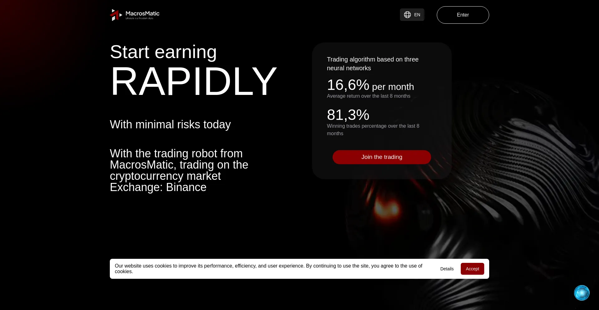 Website screenshot of Macrosmatic.tech