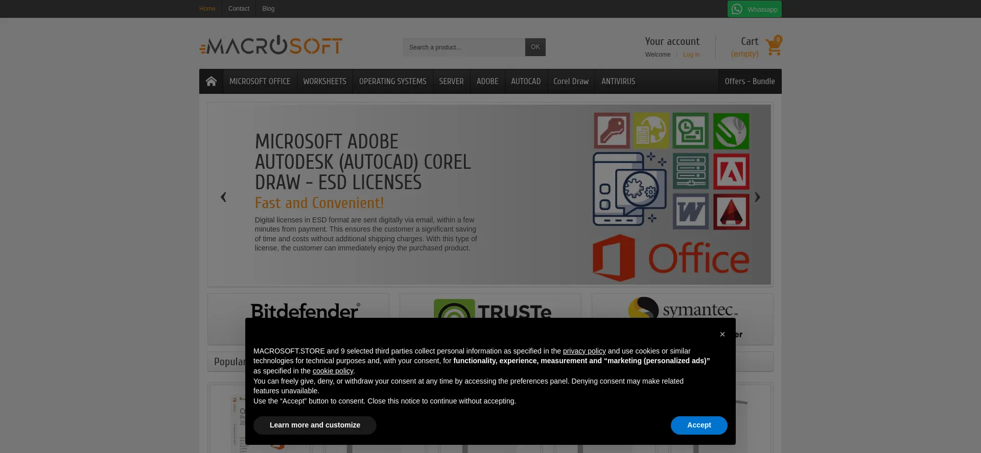 Website screenshot of Macrosoft.store