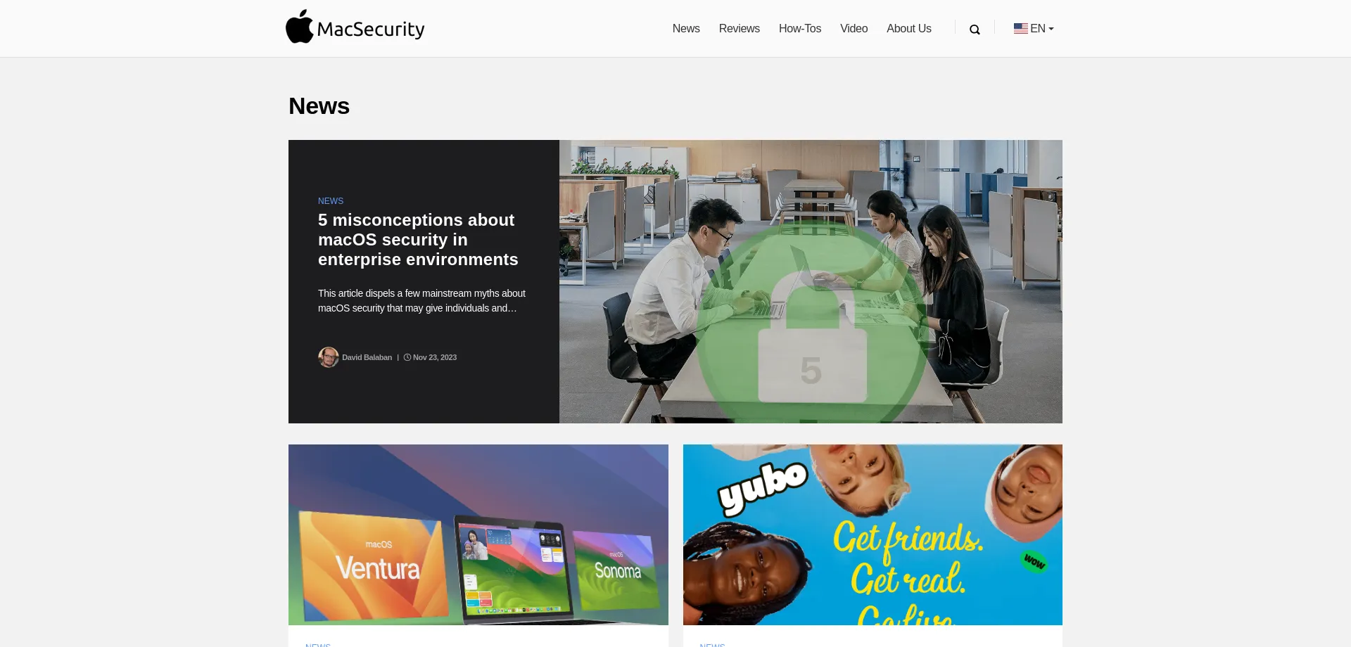 Website screenshot of Macsecurity.net