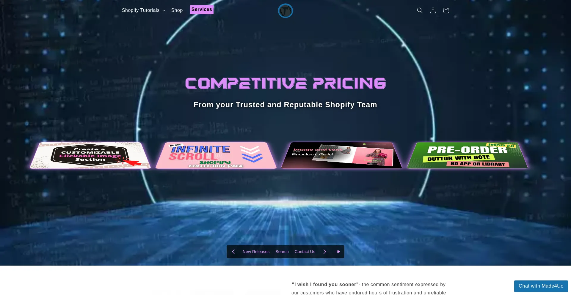 Website screenshot of Made4uo.com