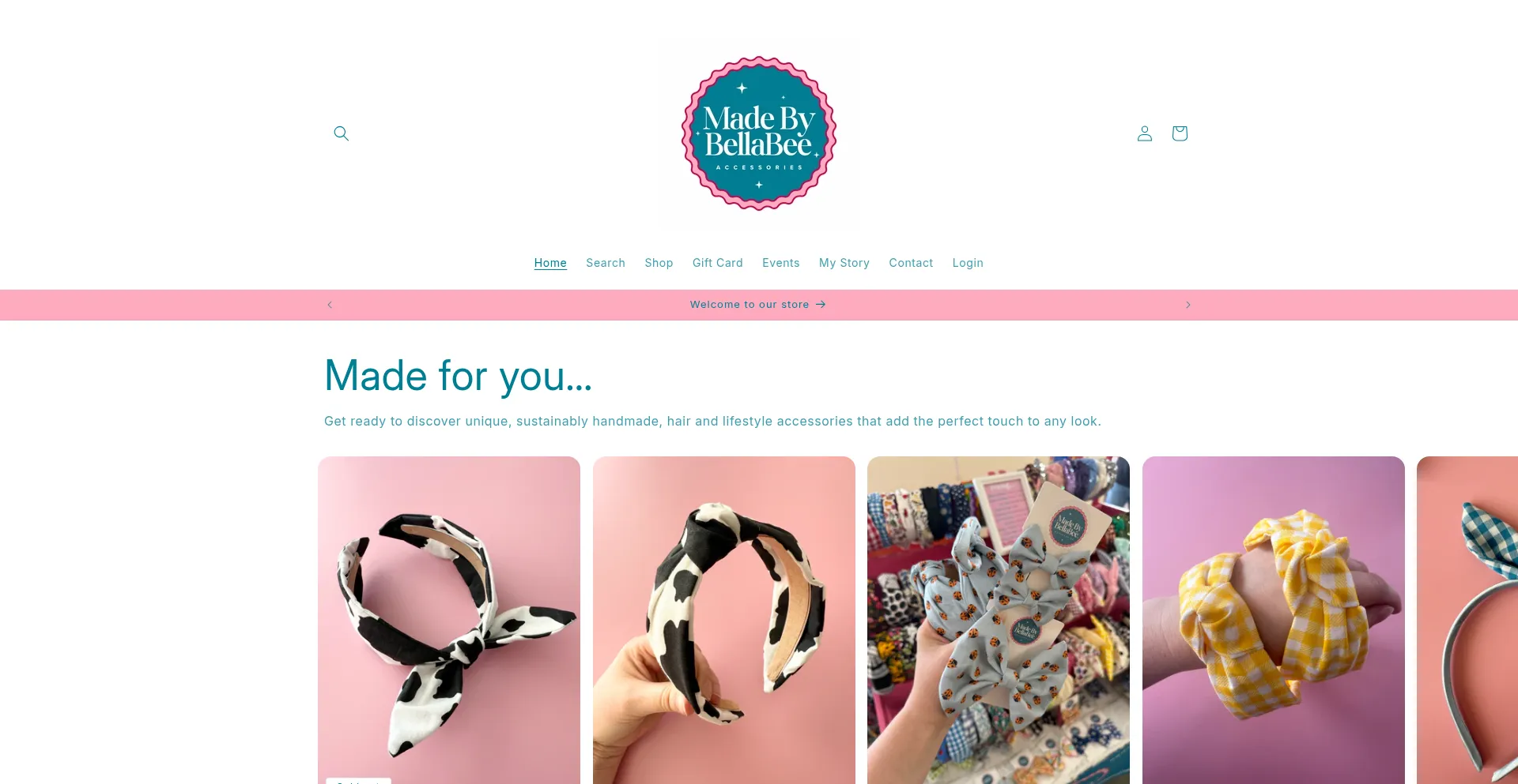 Website screenshot of Madebybellabee.com