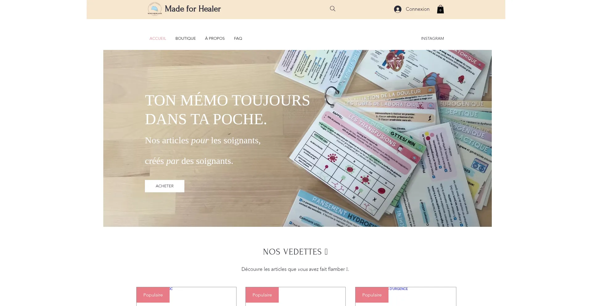 Website screenshot of Madeforhealer.com