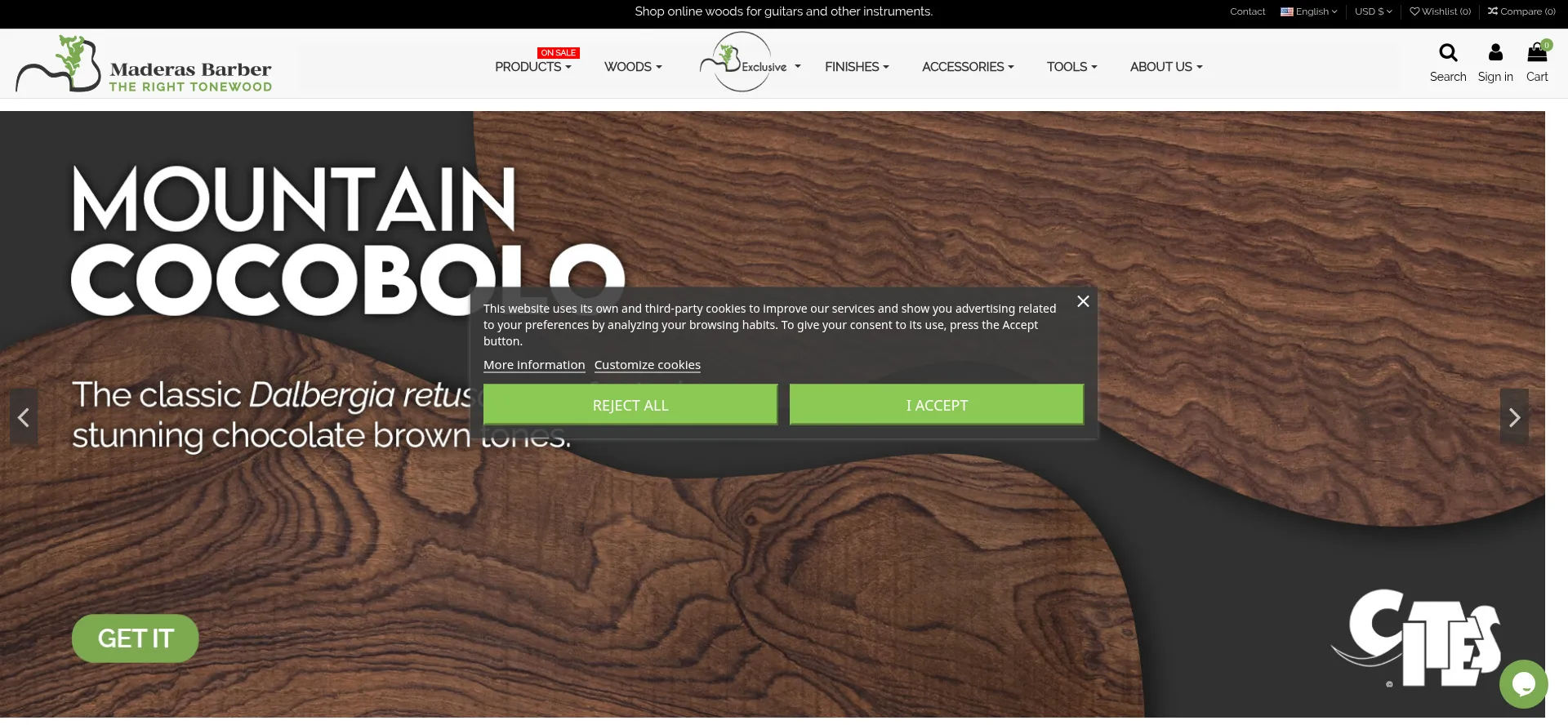 Website screenshot of Maderasbarber.com