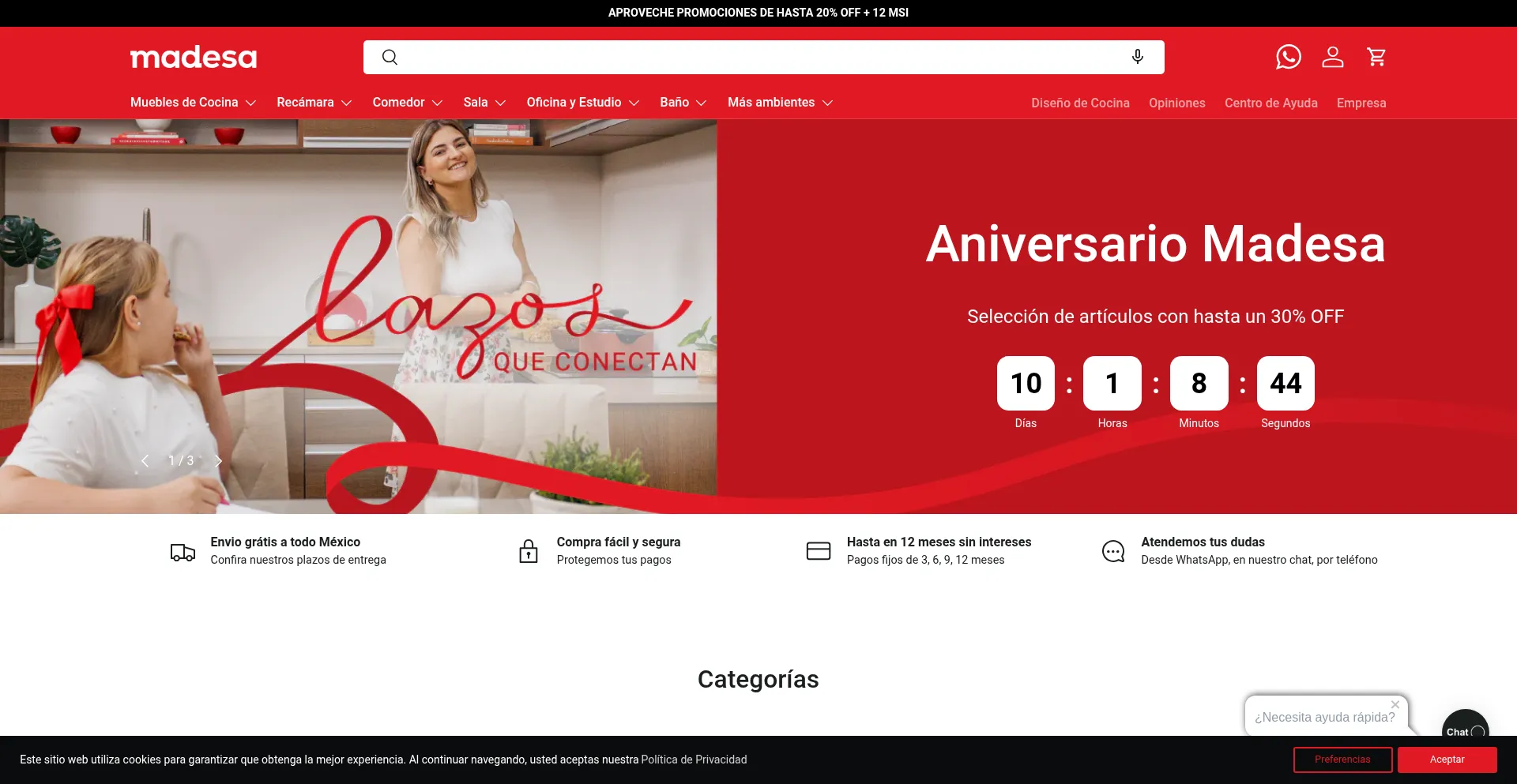 Website screenshot of Madesa.mx