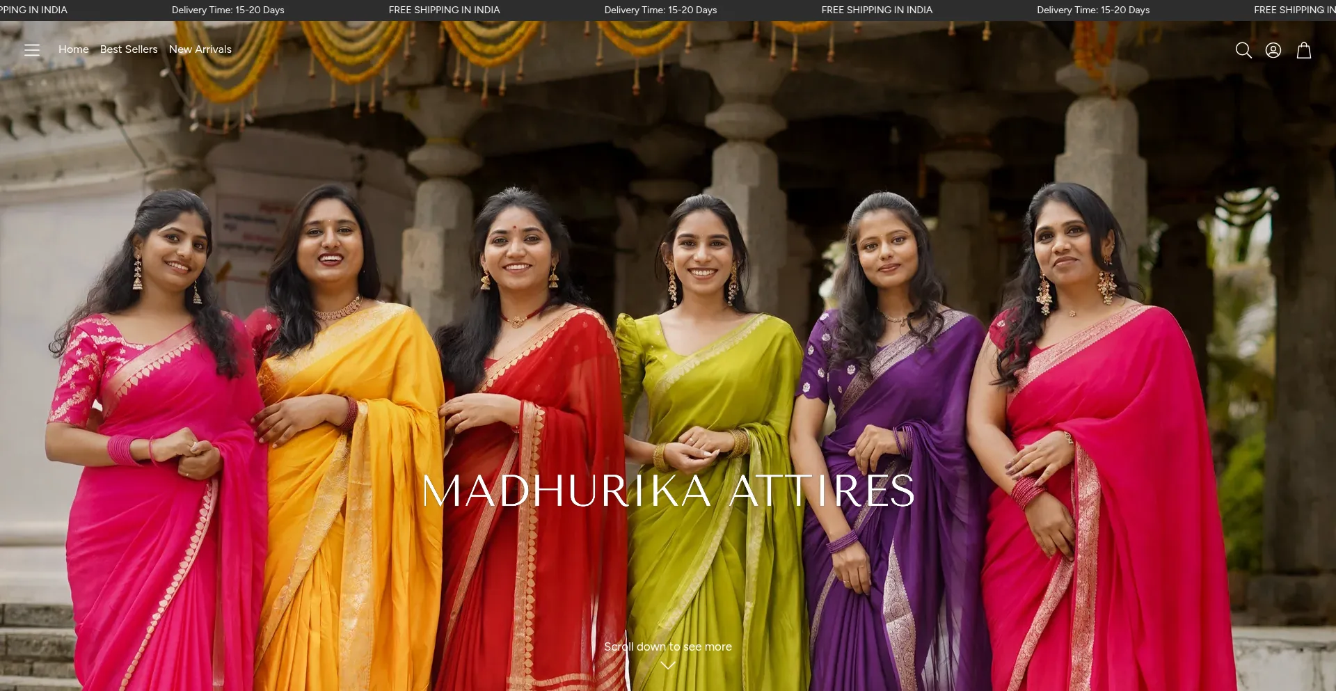 Website screenshot of Madhurikaattires.com