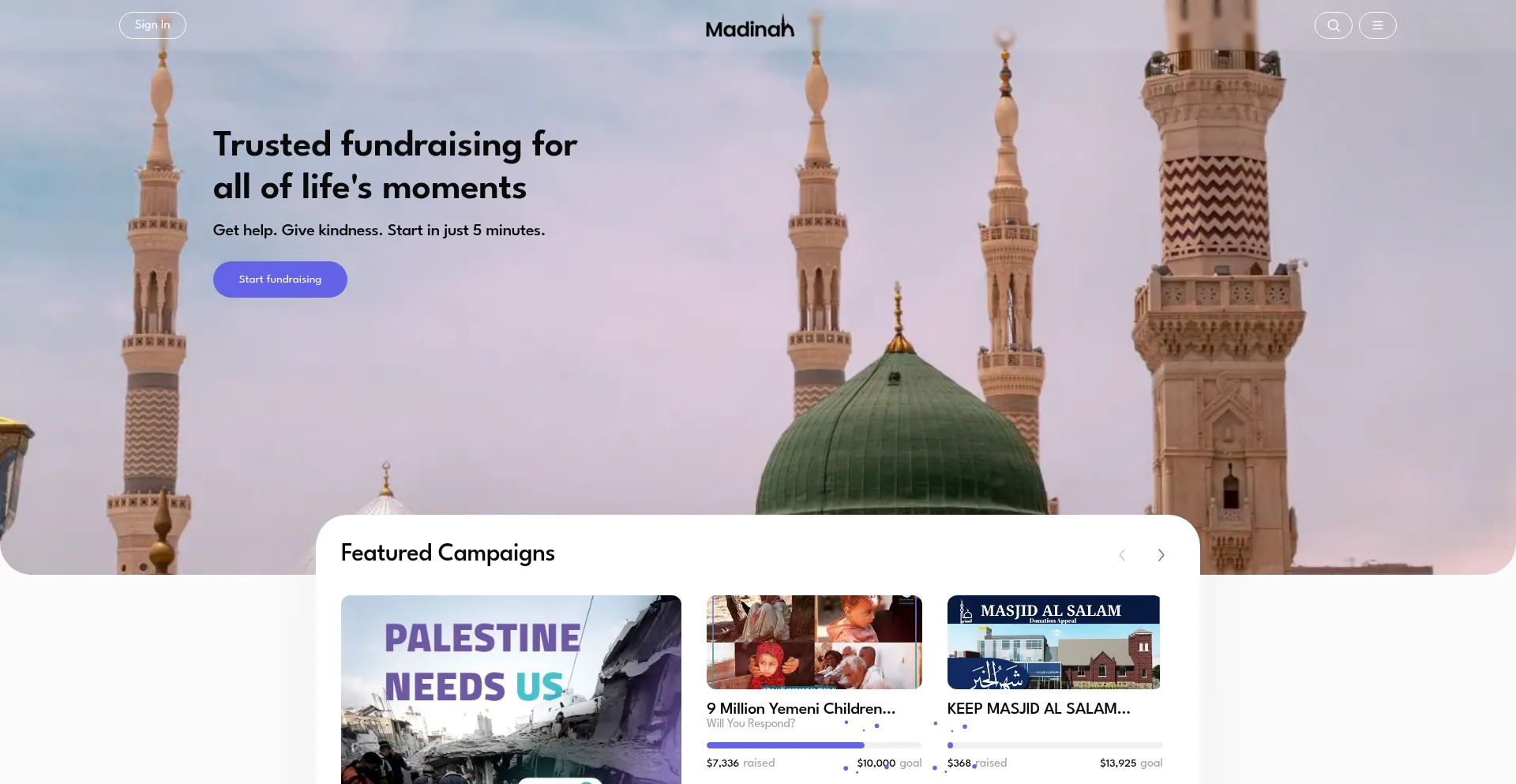 Website screenshot of Madinah.com