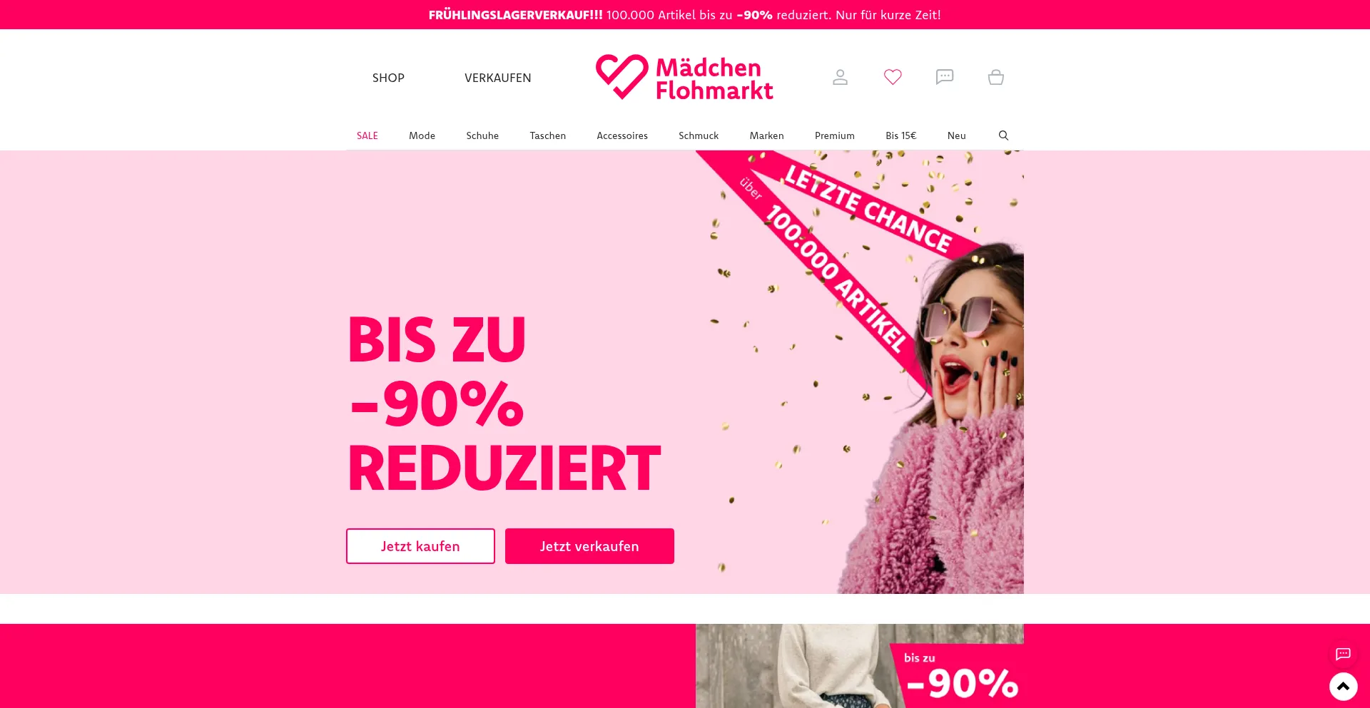 Website screenshot of Maedchenflohmarkt.de