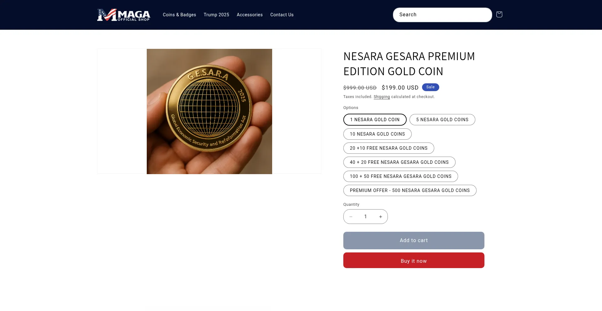 Website screenshot of Magaofficialshop.net