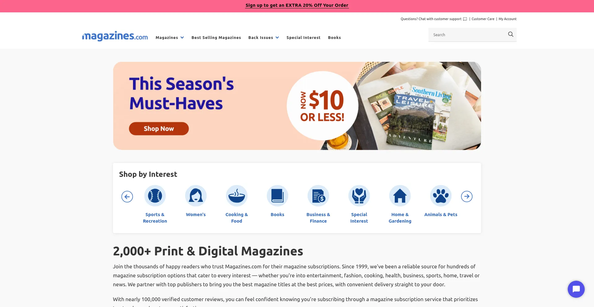 Magazines.com Screenshot