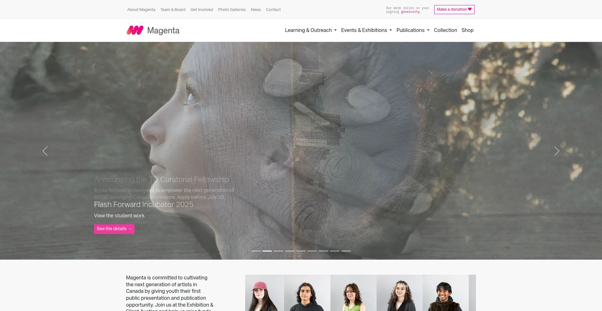 Website screenshot of Magentafoundation.org