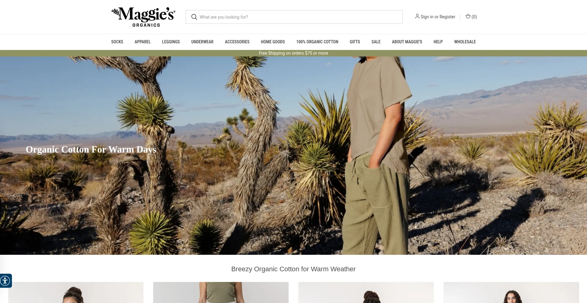 Website screenshot of Maggiesorganics.com