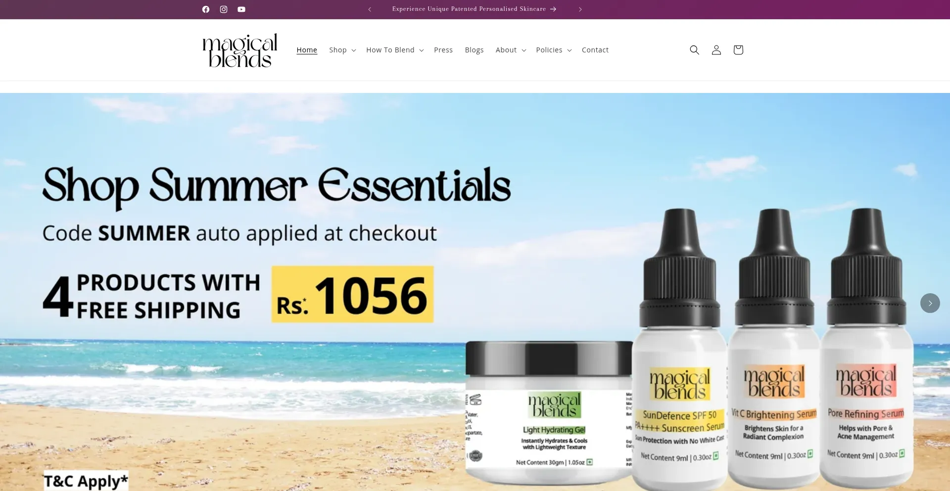 Website screenshot of Magicalblends.in