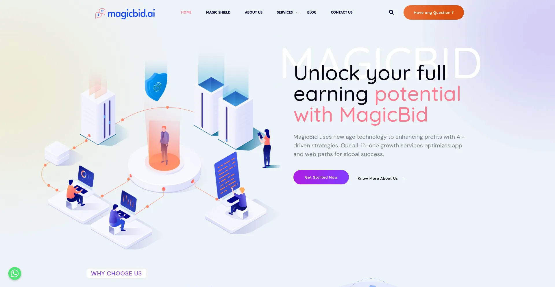Website screenshot of Magicbid.ai