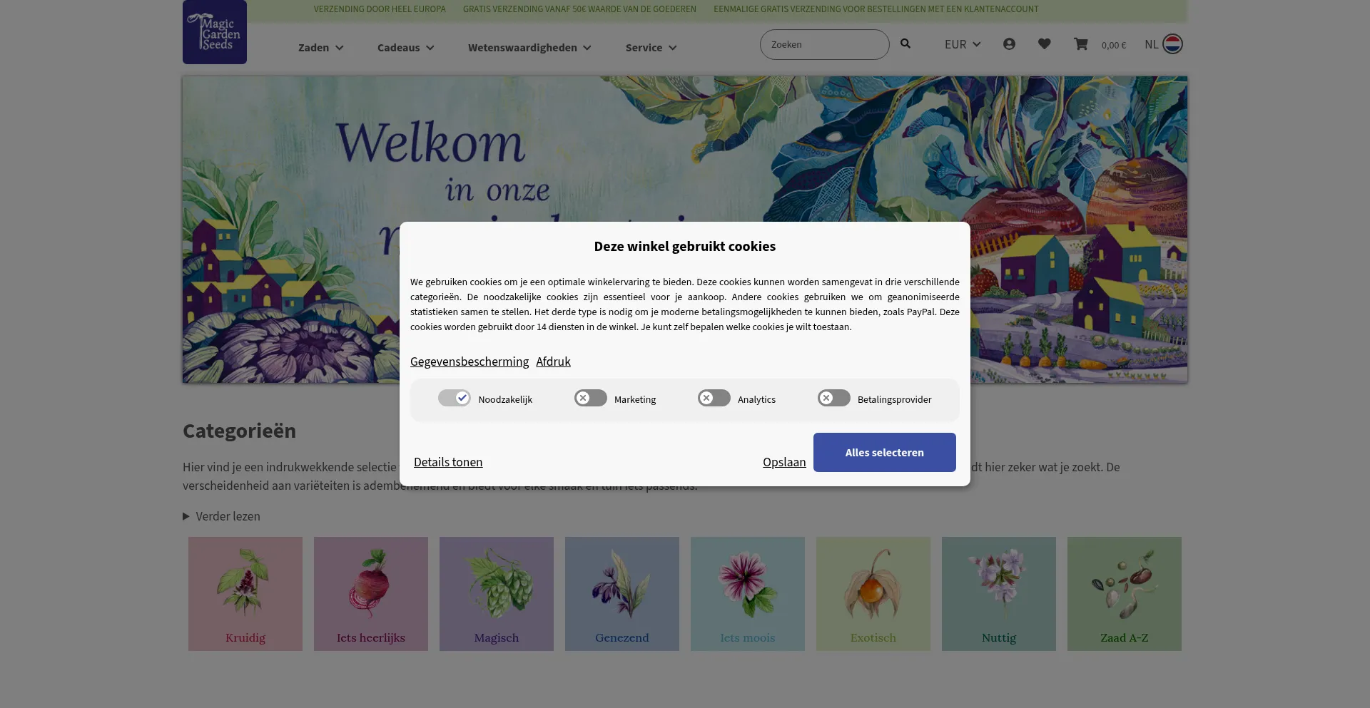 Website screenshot of Magicgardenseeds.nl