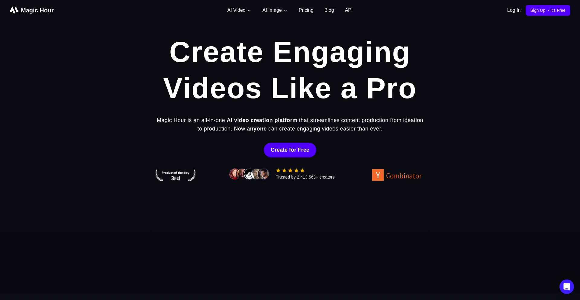 Website screenshot of Magichour.ai