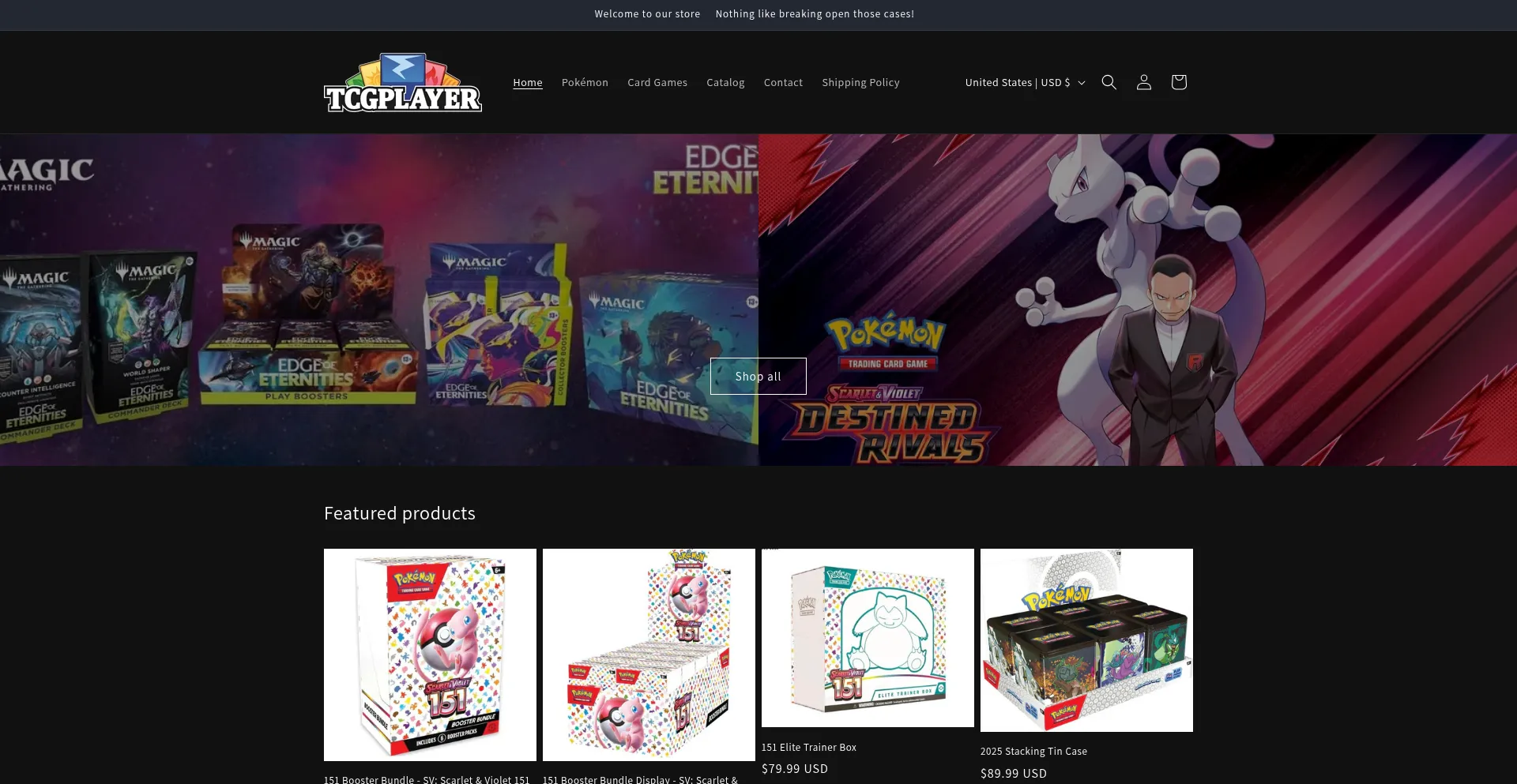 Website screenshot of Magictcg.shop