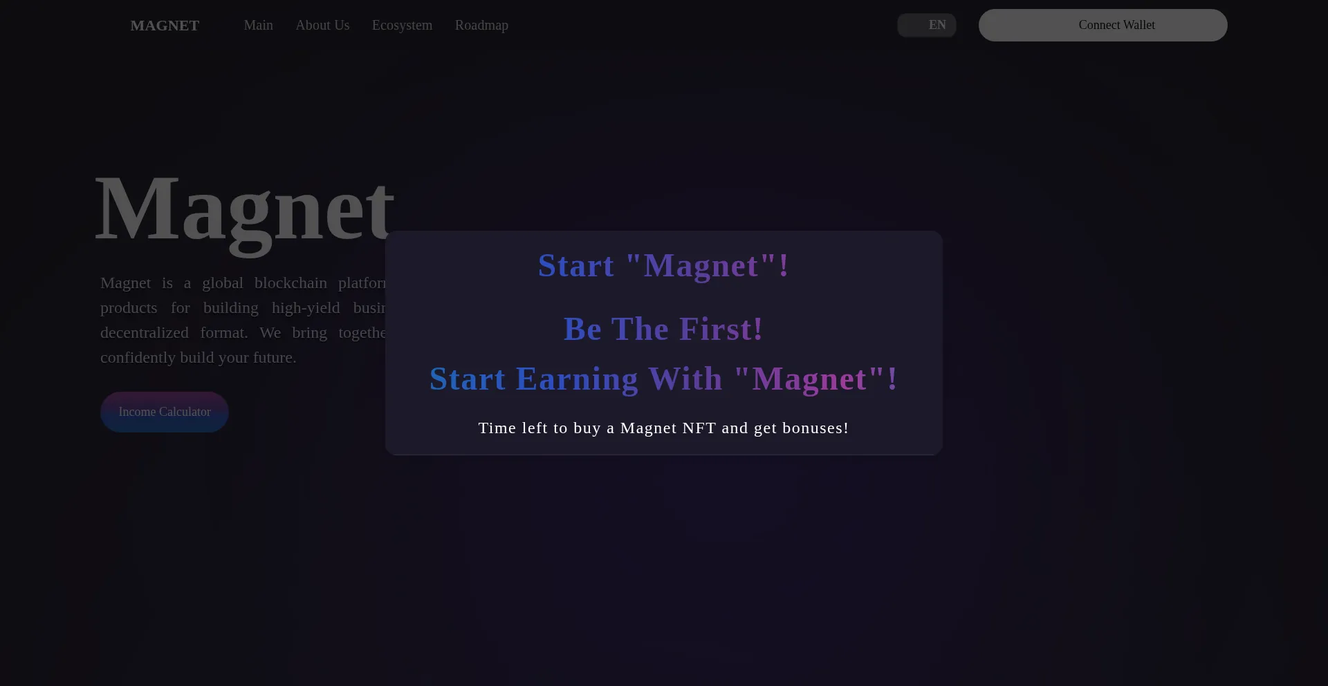 Website screenshot of Magnet-finance.space