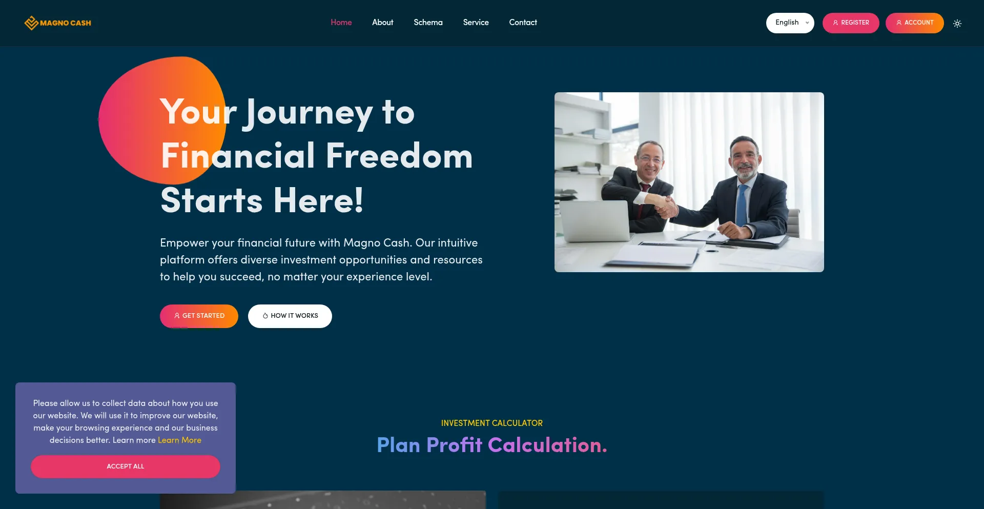 Website screenshot of Magnocash.com