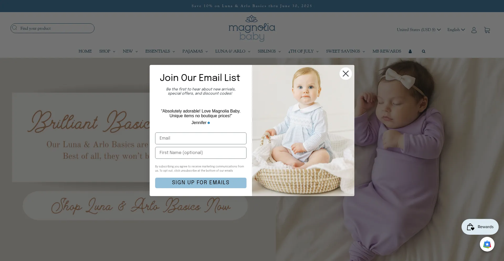 Website screenshot of Magnoliababy.com